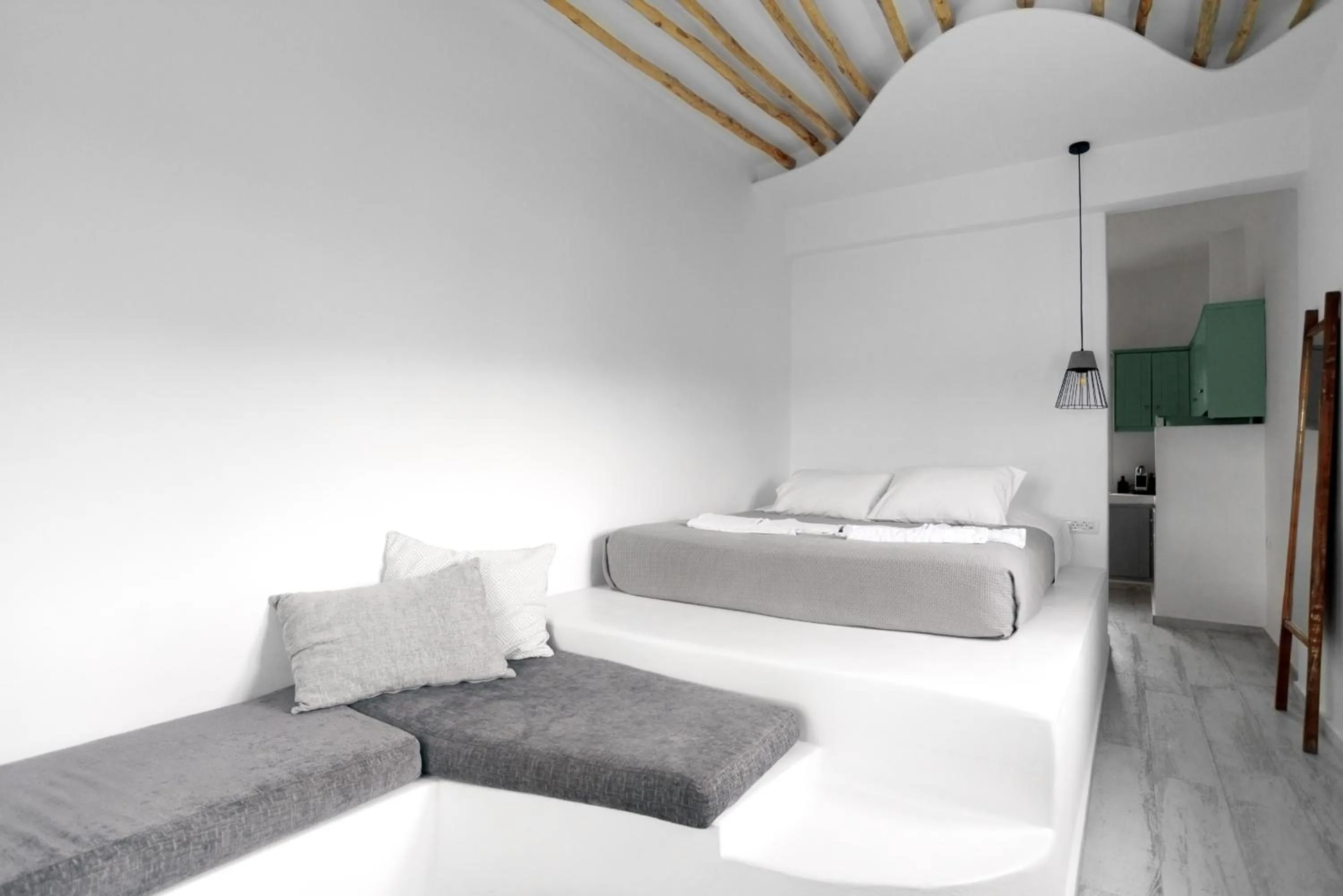 Bed in Alidian bay Suites Leros