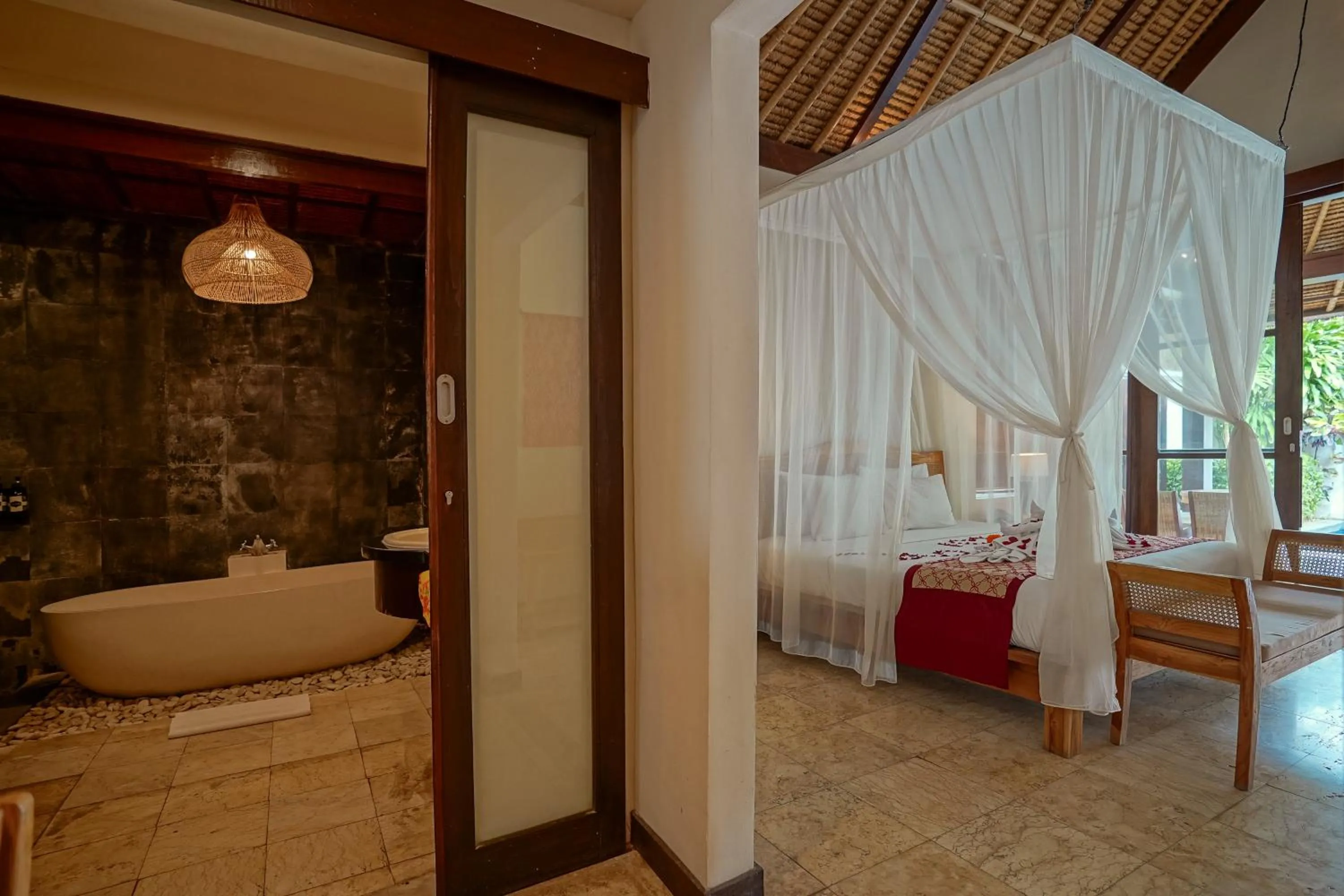 Bathroom, Bed in Pertiwi Resort & Spa