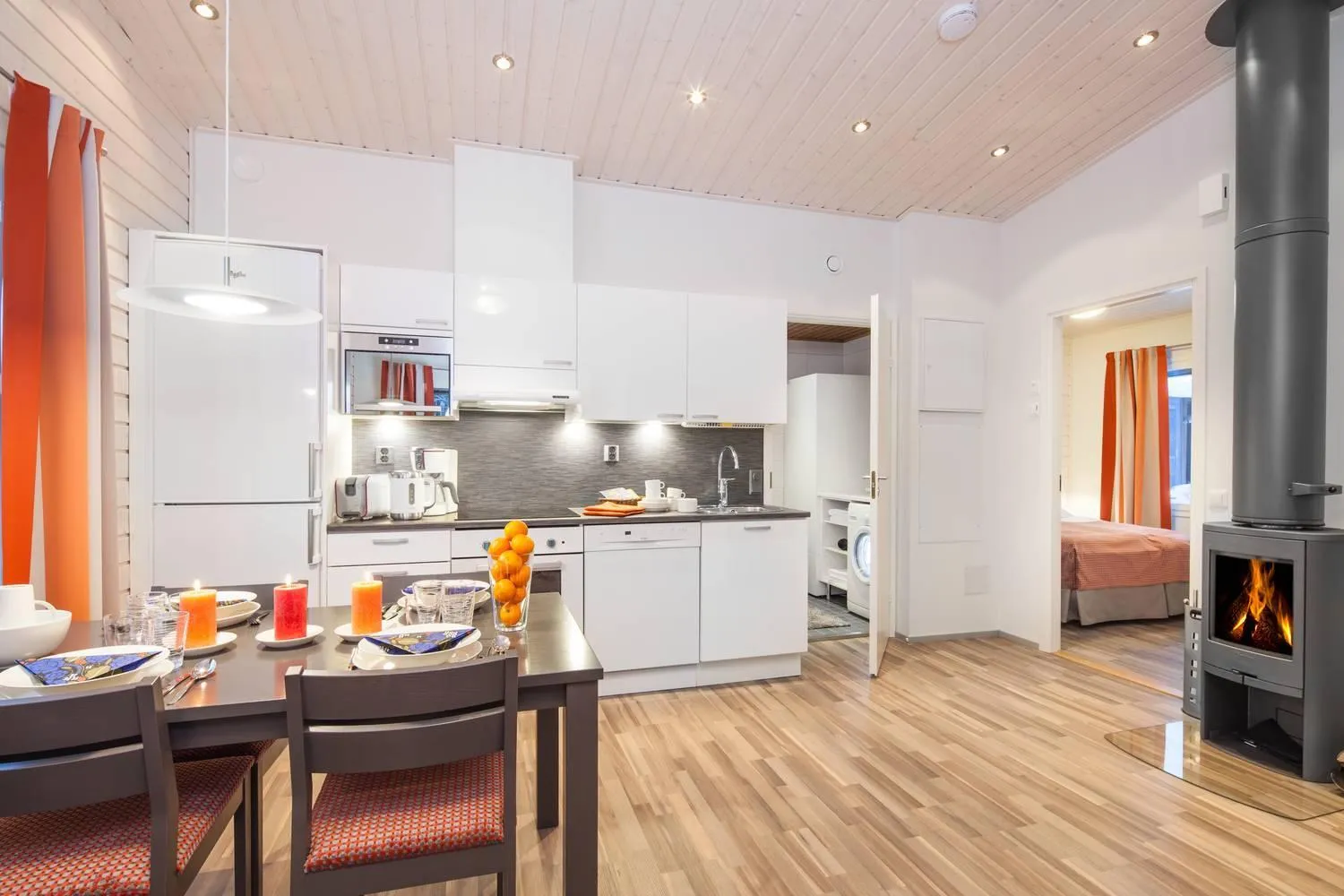 Kitchen or kitchenette in Holiday Club Kuusamon Tropiikki Apartments