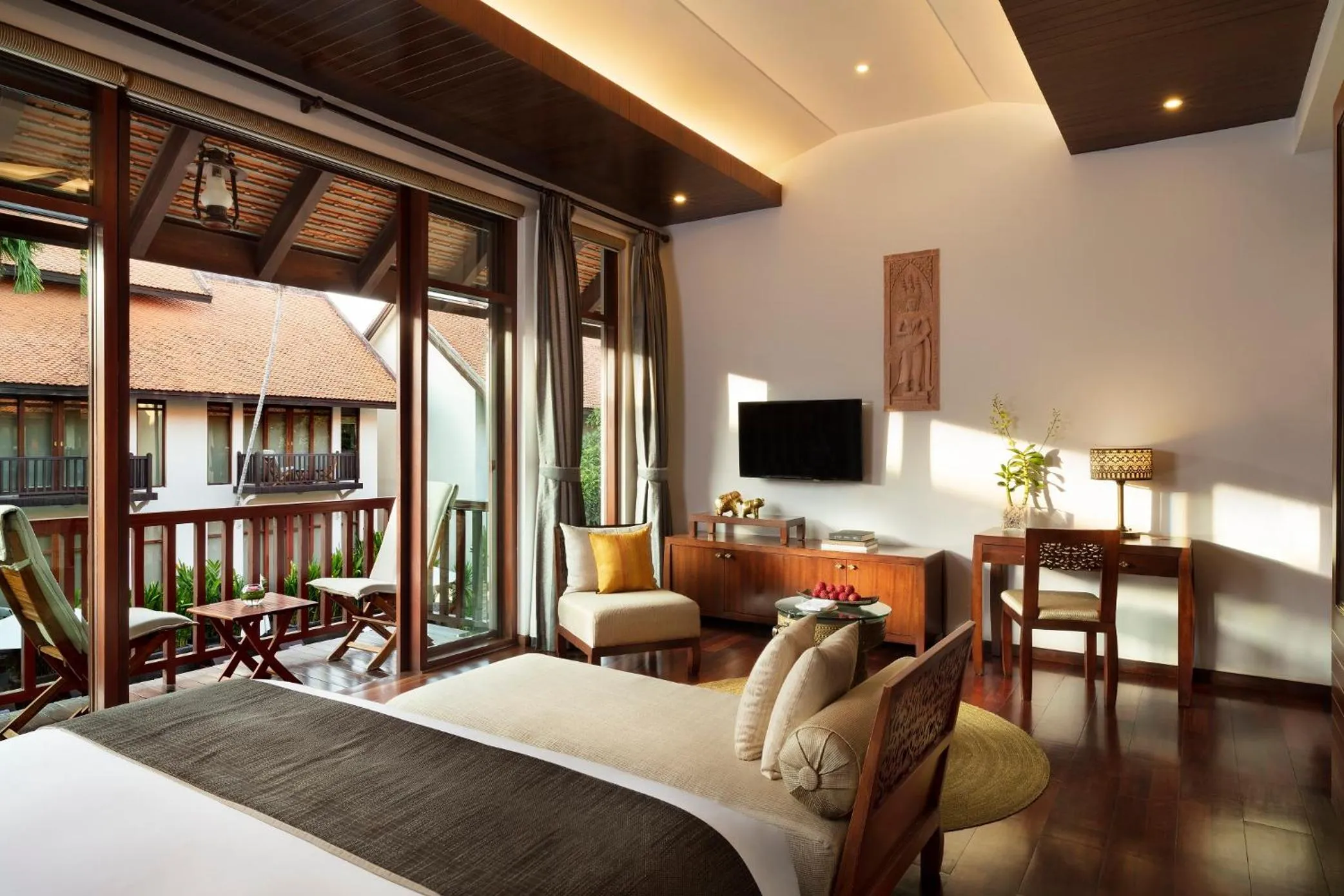 View (from property/room), Bed in Anantara Angkor Resort