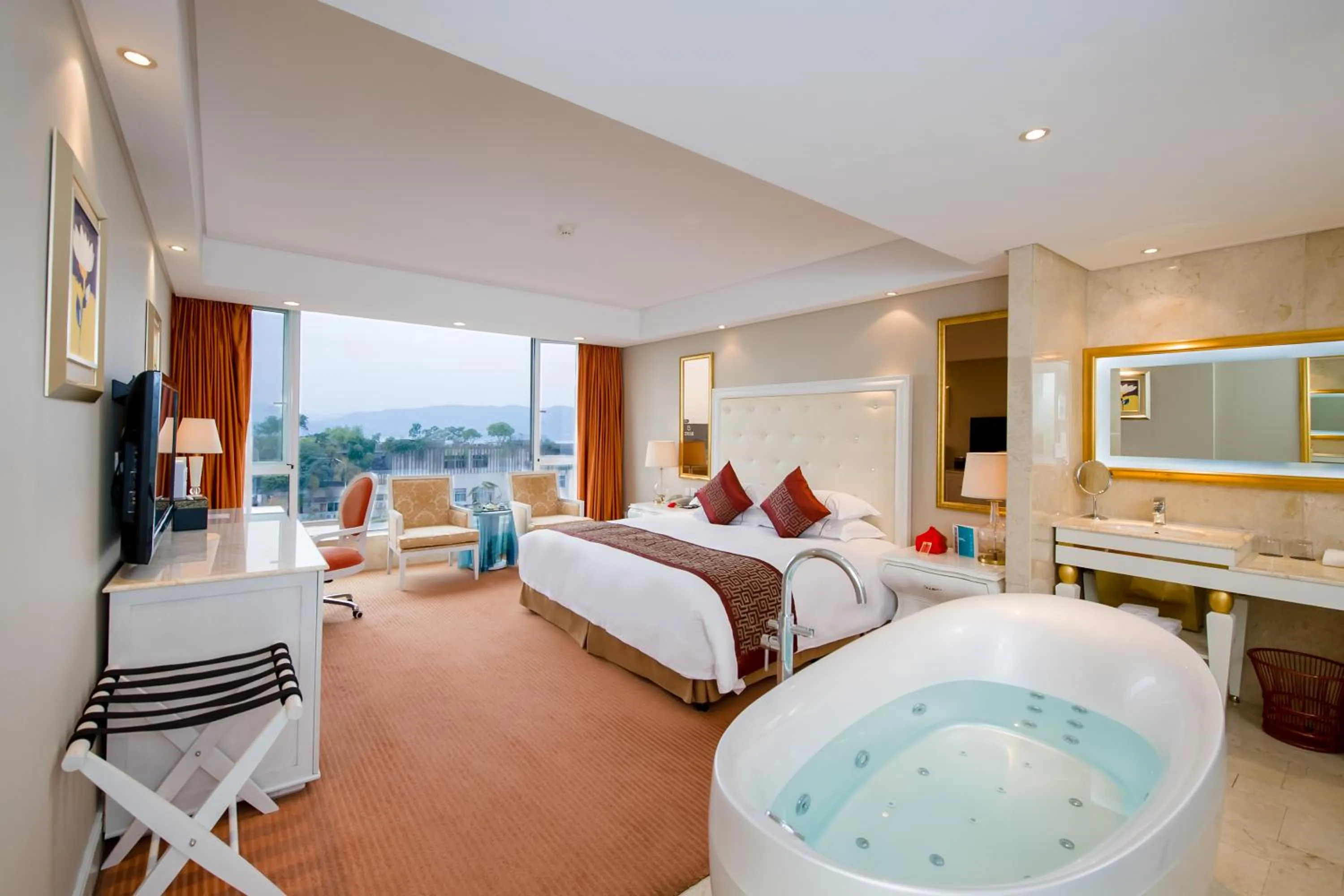 Bed in Hangzhou Xinqiao Hotel