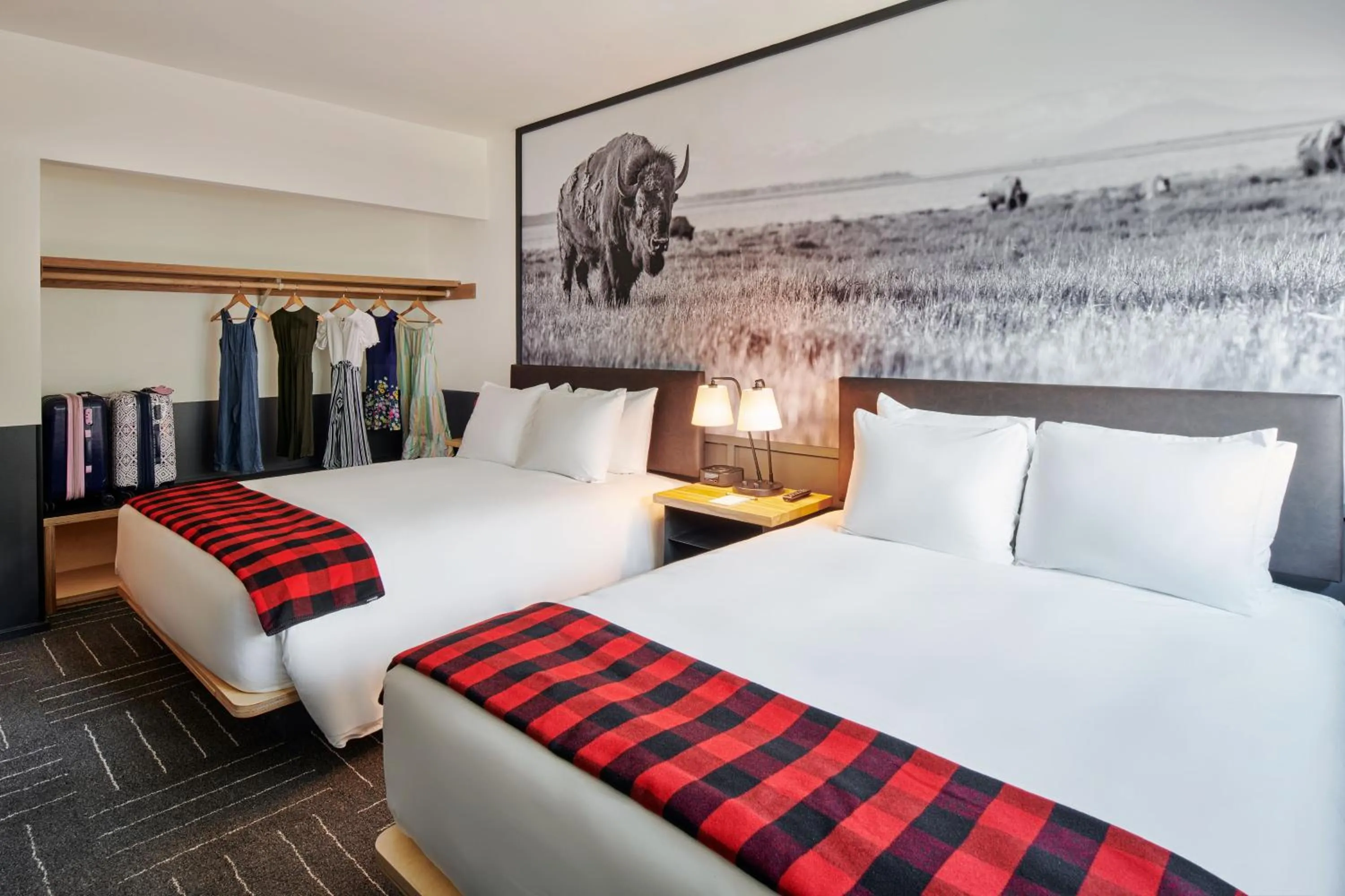 Bedroom, Bed in Mountain Modern Jackson Hole