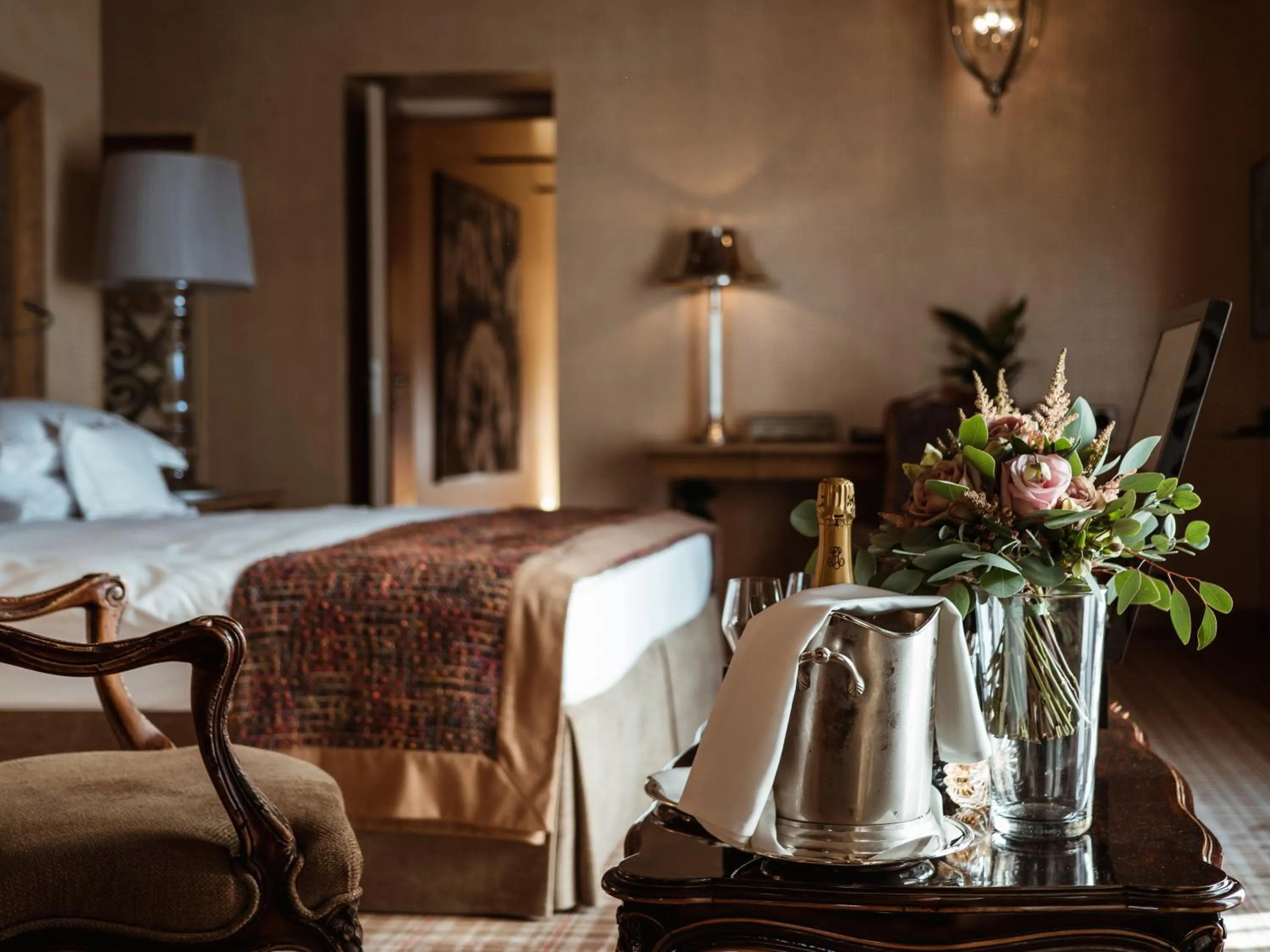 Decorative detail, Bed in Carlton Hotel St Moritz - The Leading Hotels of the World