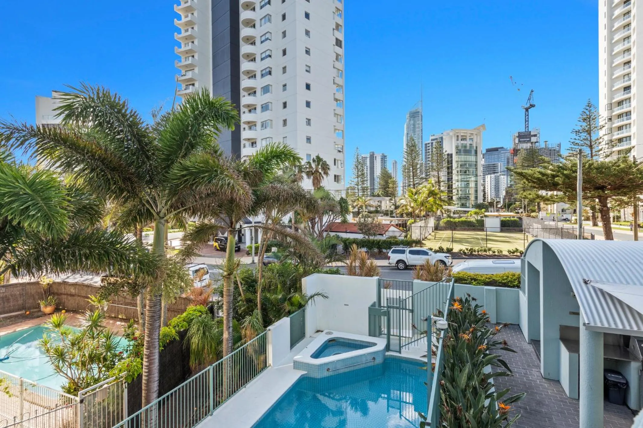 Garden view in Emerald Sands Holiday Apartments