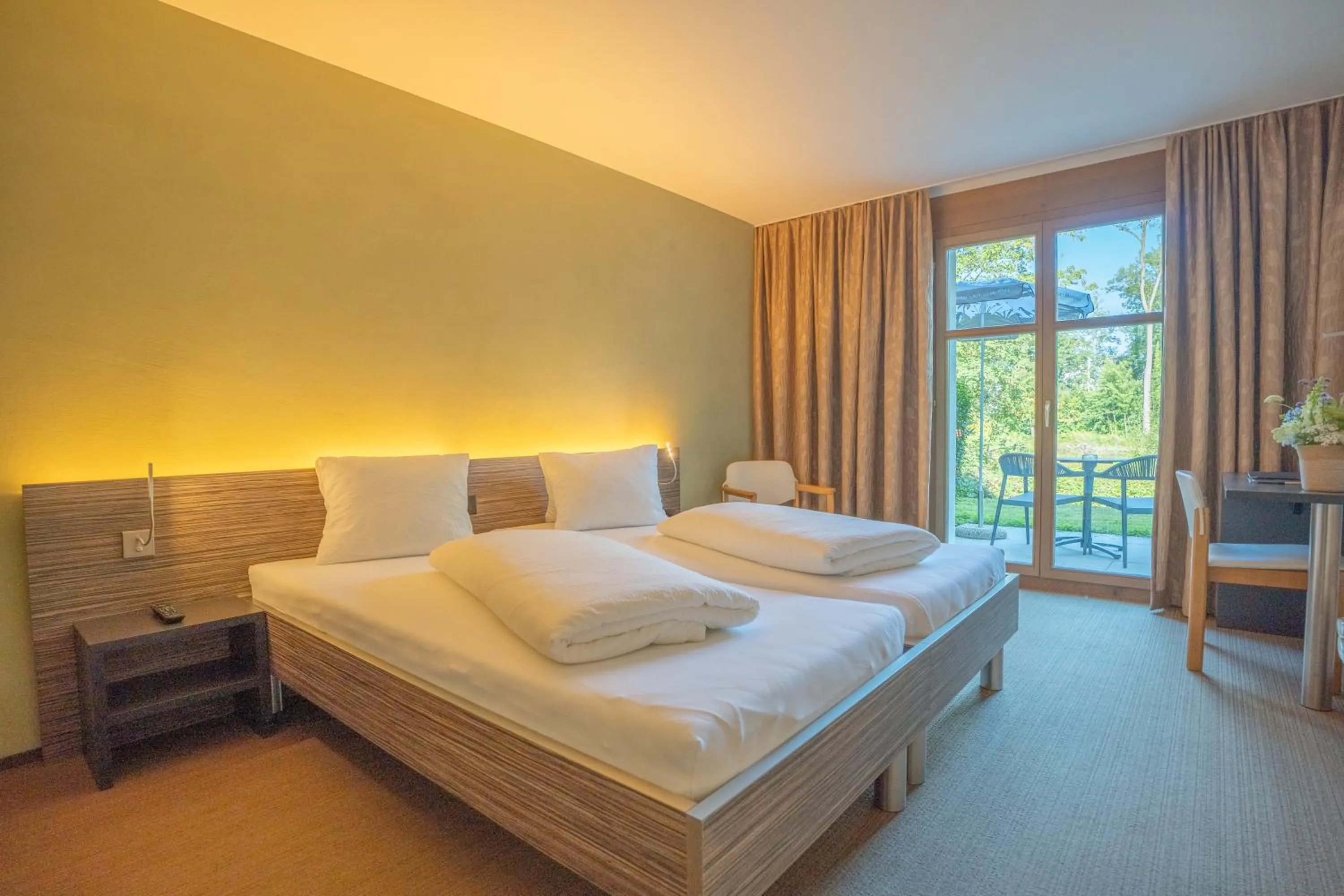 View (from property/room), Bed in Hotel Restaurant Seegarten