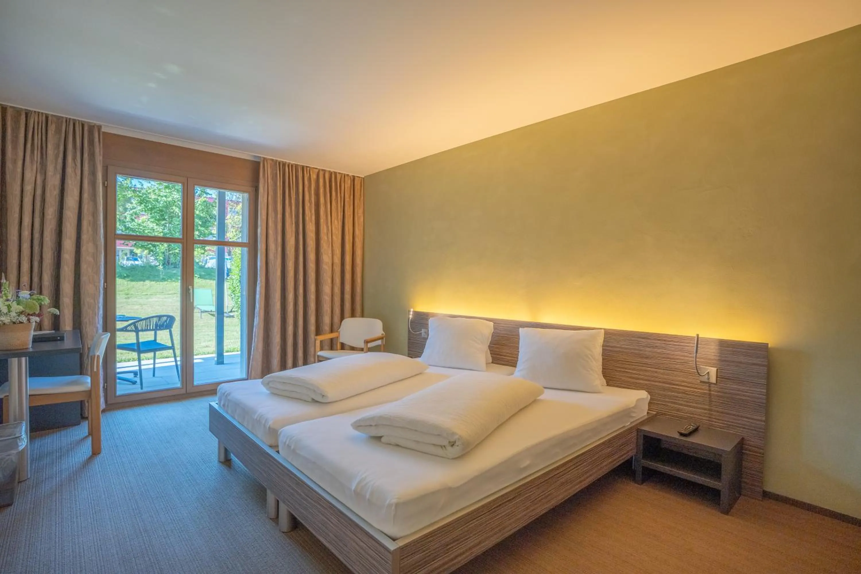 View (from property/room), Bed in Hotel Restaurant Seegarten