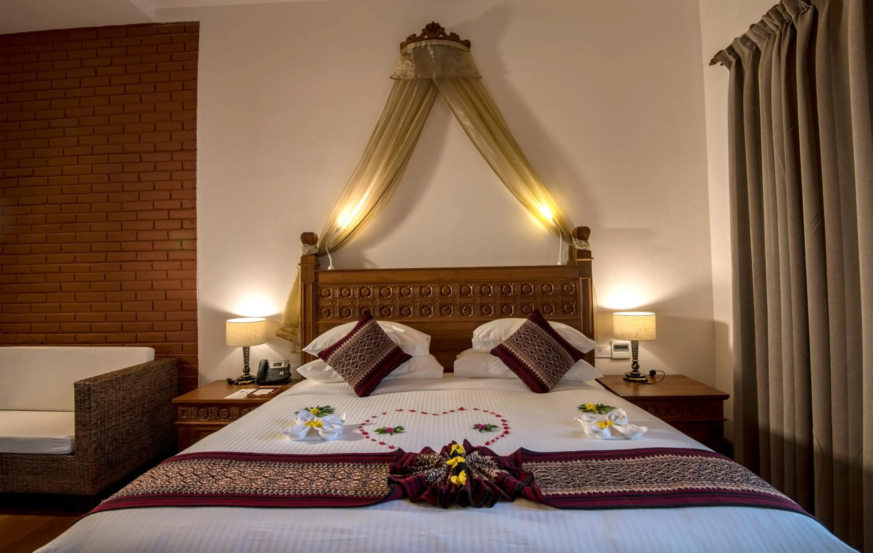 Bed in Heritage Bagan Hotel