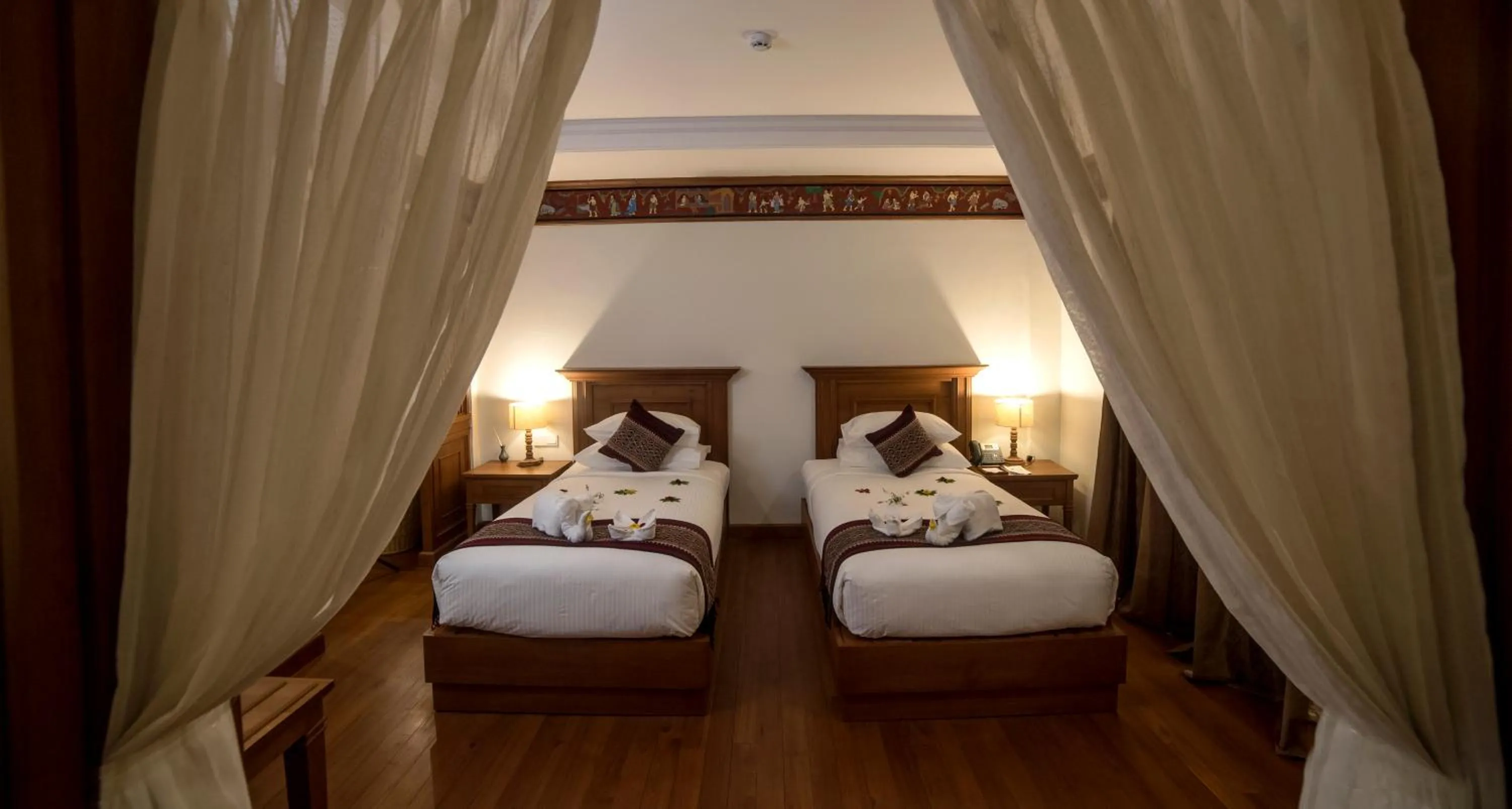 Bed in Heritage Bagan Hotel