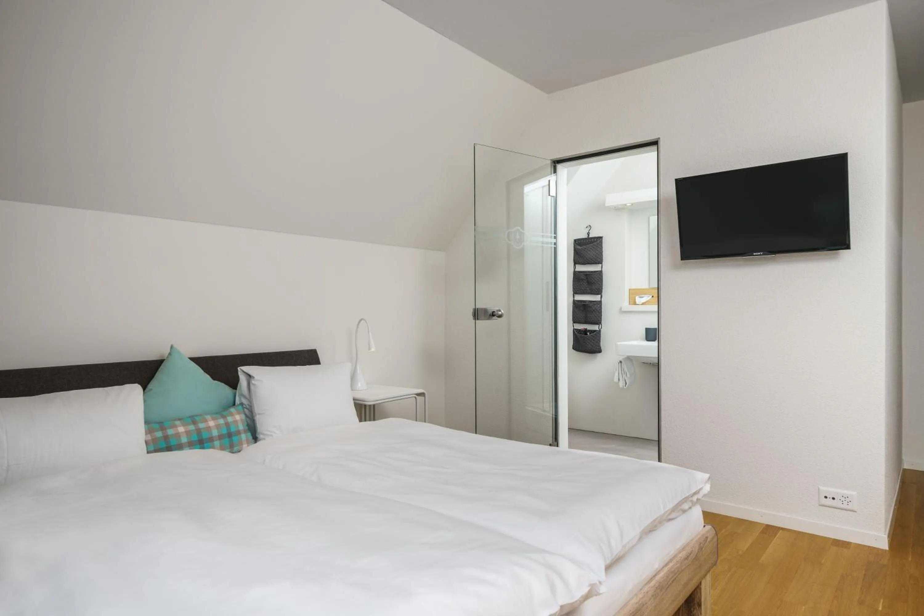 Bathroom, Bed in Boutique Hotel Moosegg