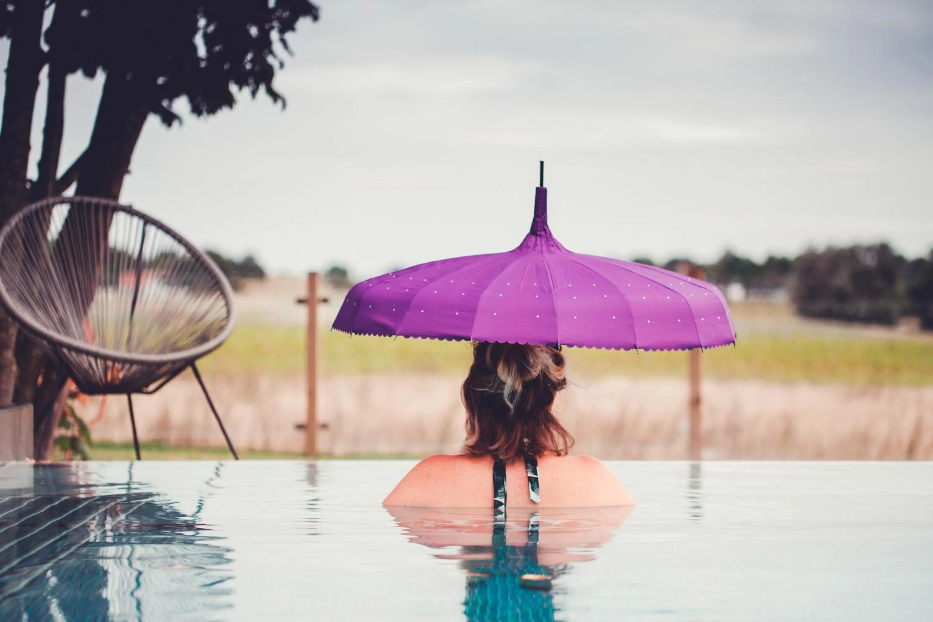 Pool view in Hotell Mossbylund