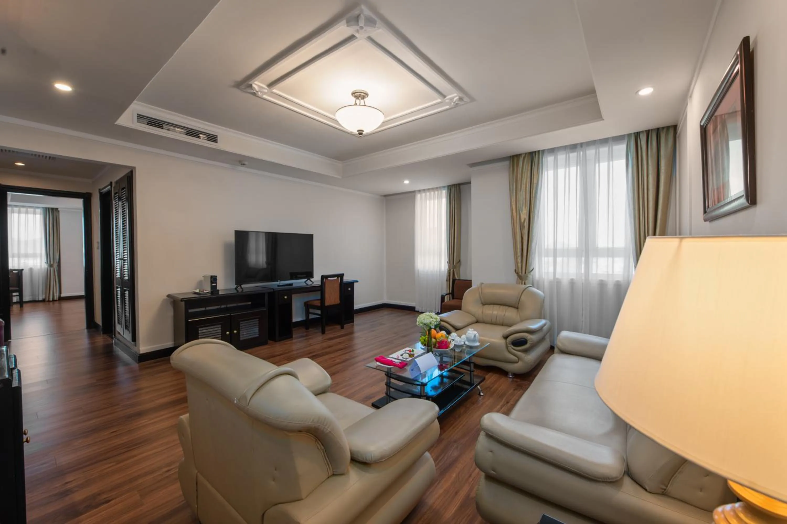Communal lounge/ TV room in Ninh Binh Legend Hotel