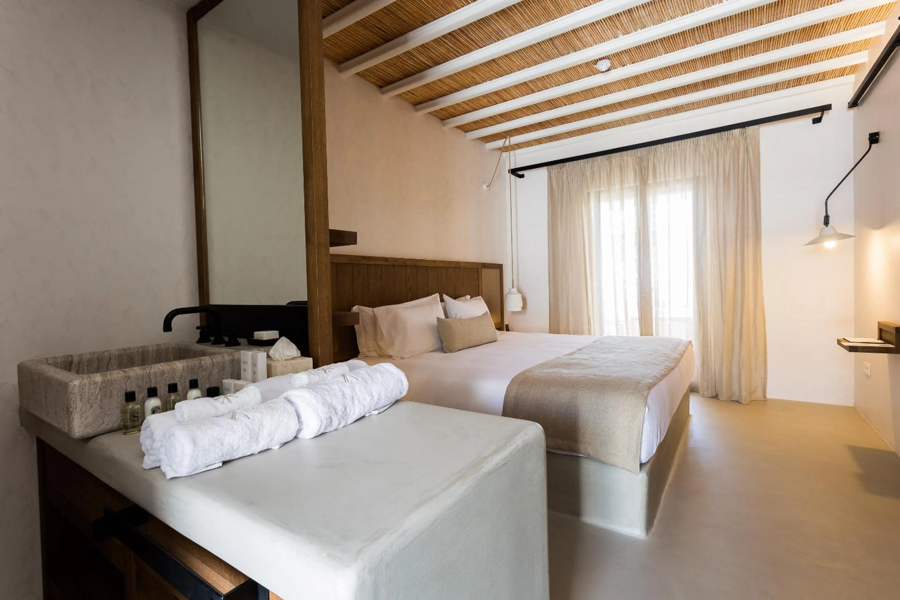 Bathroom, Bed in Branco Mykonos