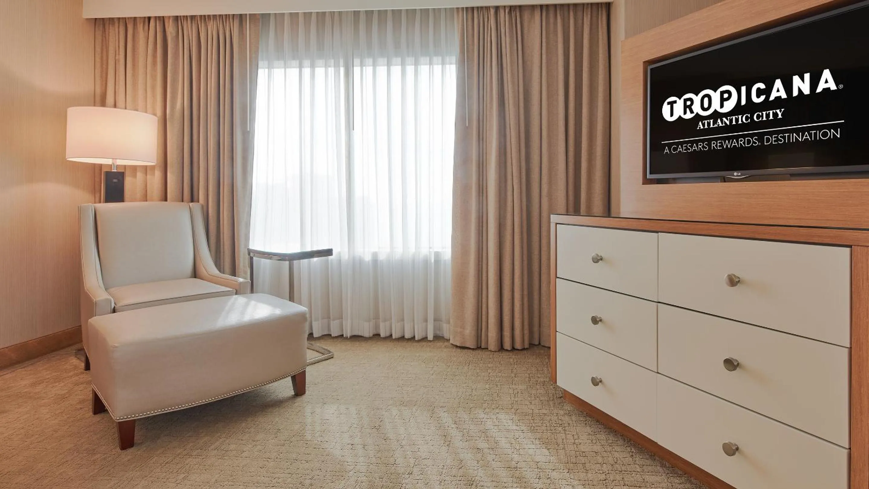 Seating area in Tropicana Atlantic City, A Caesars Destination