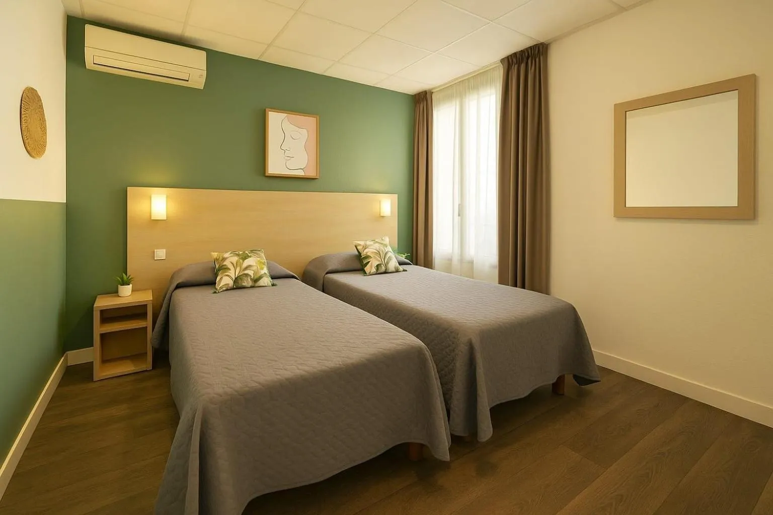 Bed in Hotel Parisien