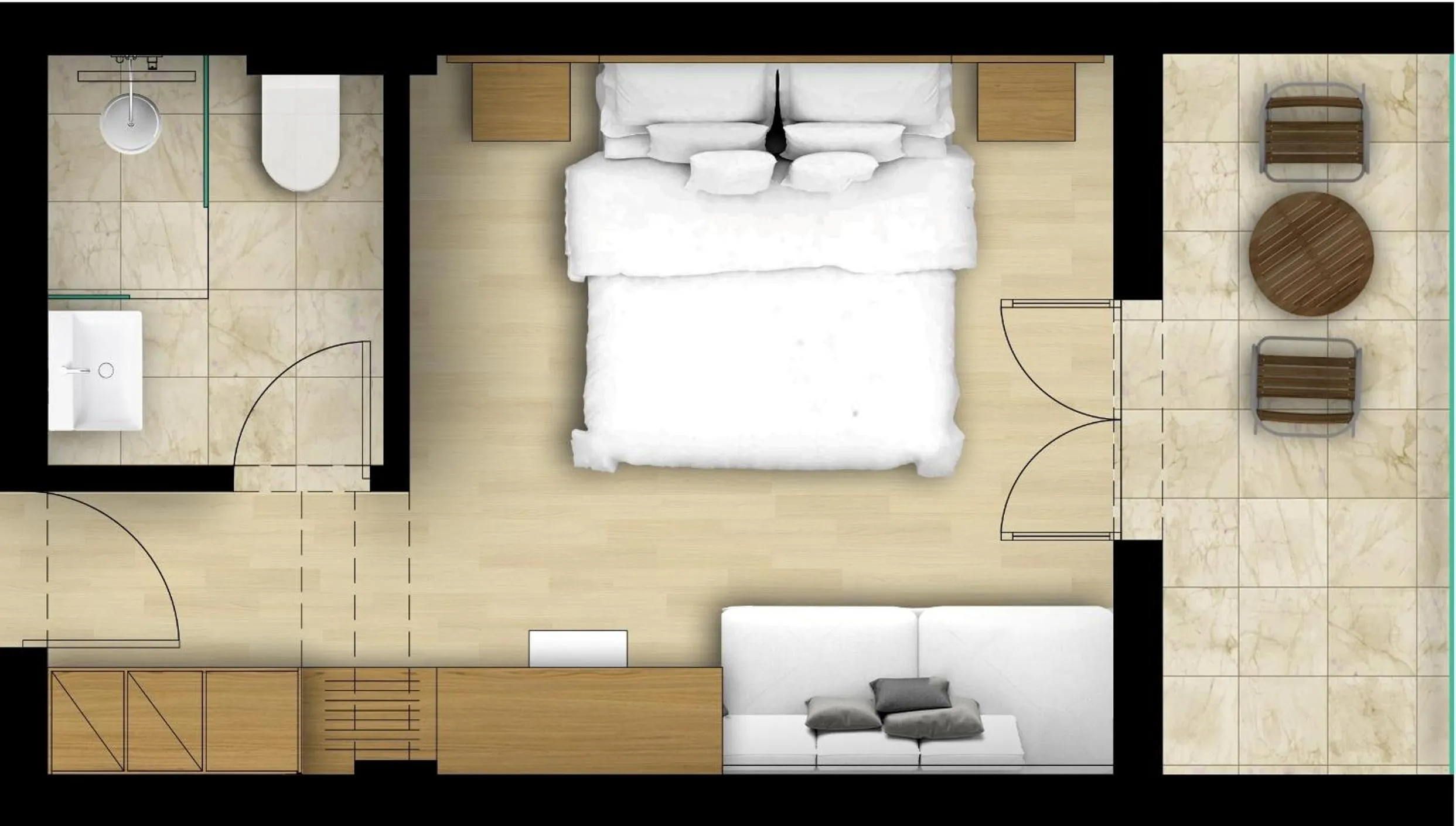 Floor plan, Bed in Akrathos Beach Hotel