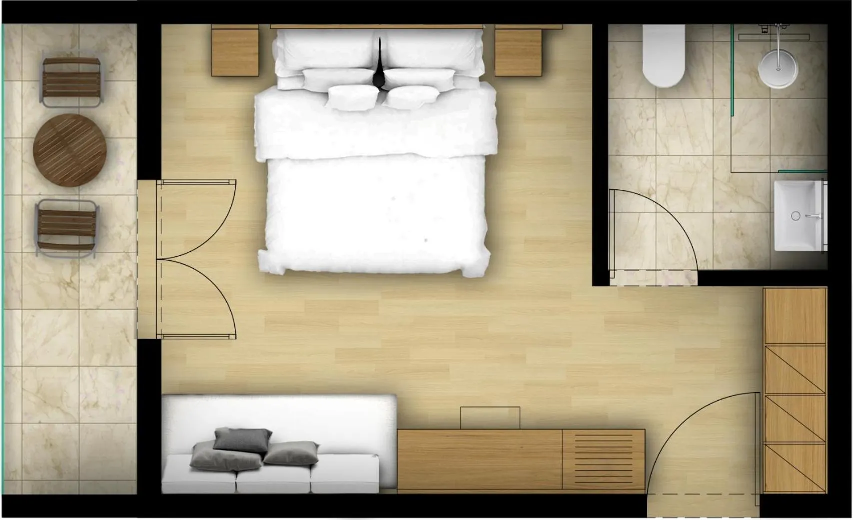 Floor plan, Bed in Akrathos Beach Hotel