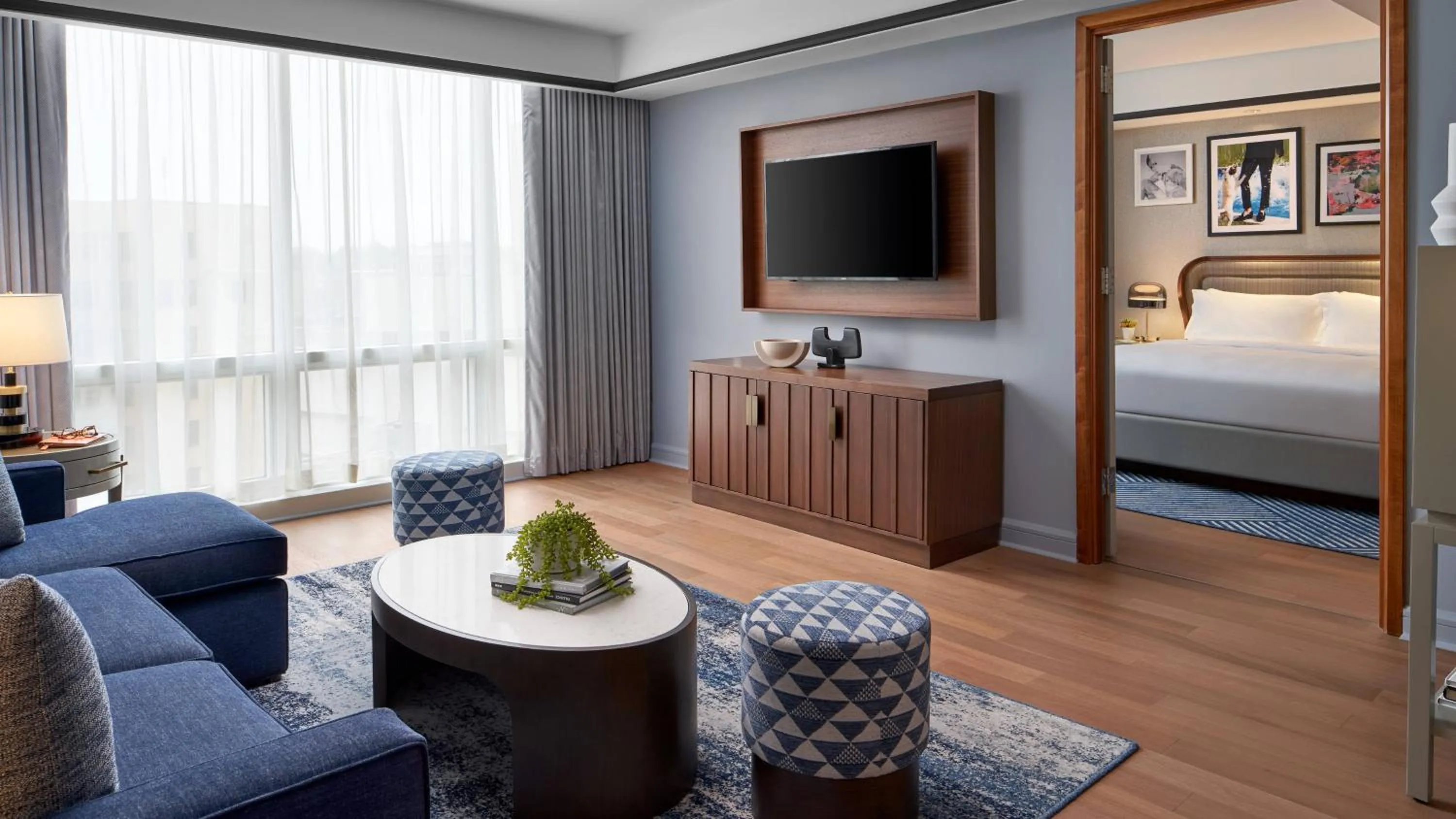 Seating area, Bed in The Opus Westchester, Autograph Collection