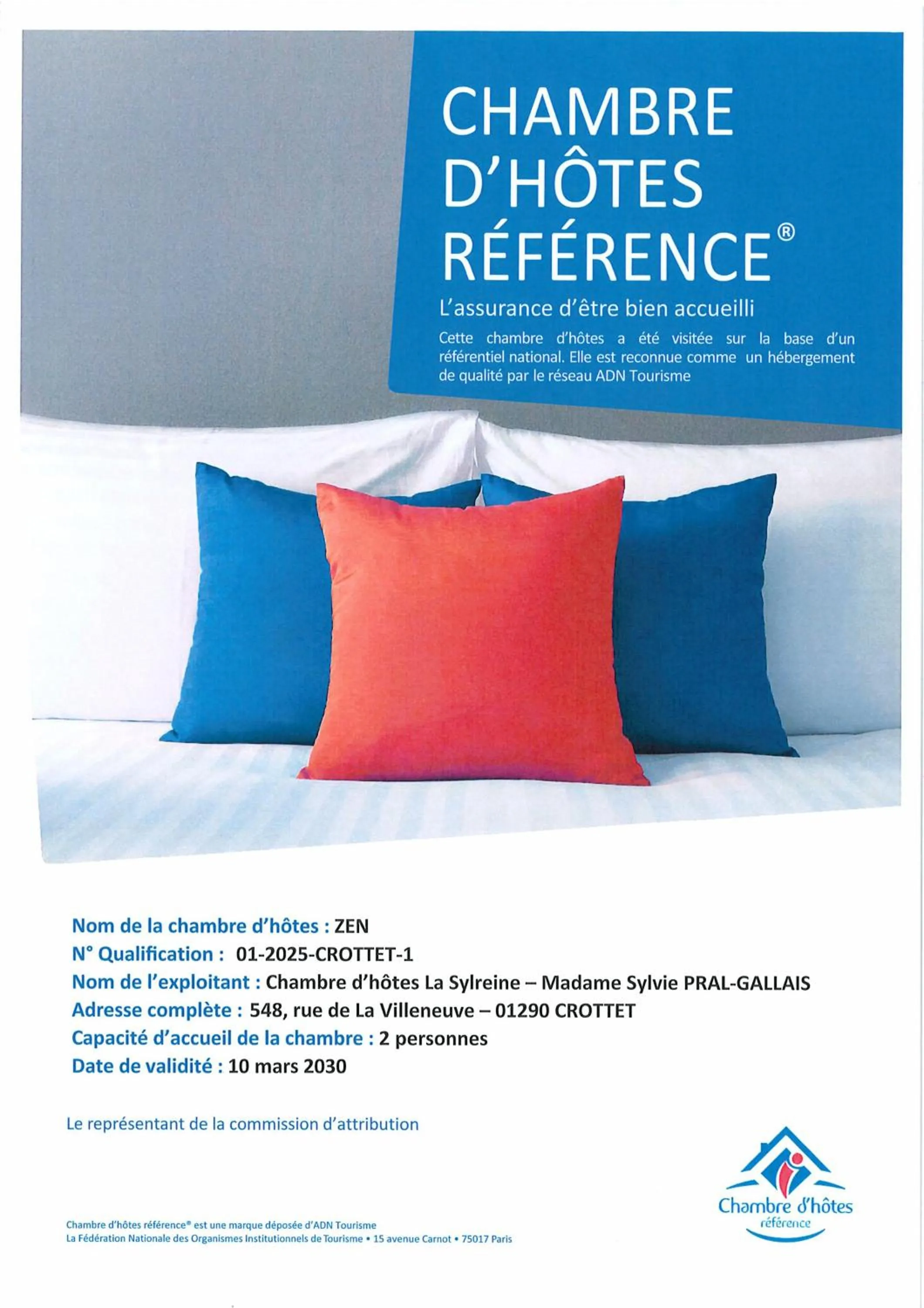 Certificate/Award, Bed in La Sylreine