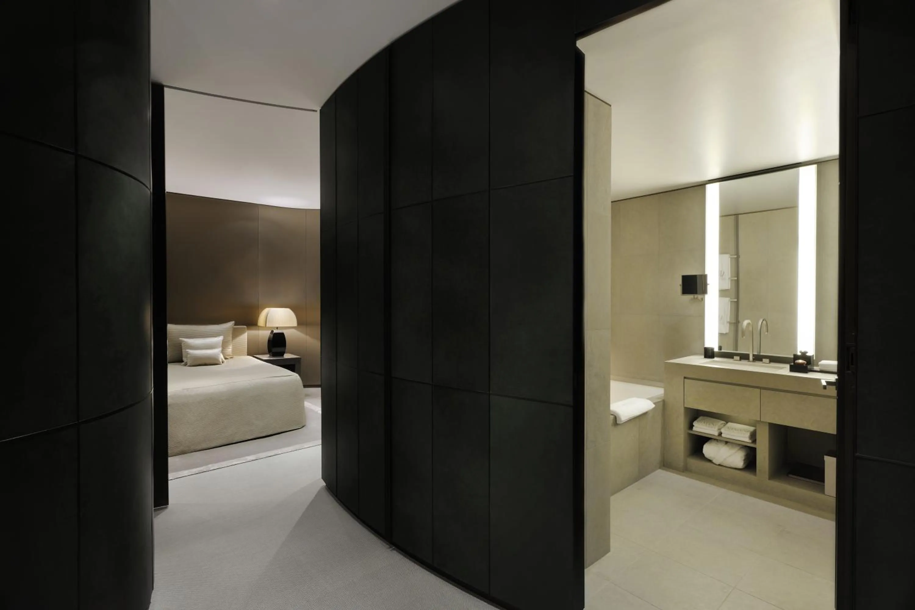 Bedroom, Bed in Armani Hotel Dubai, Burj Khalifa