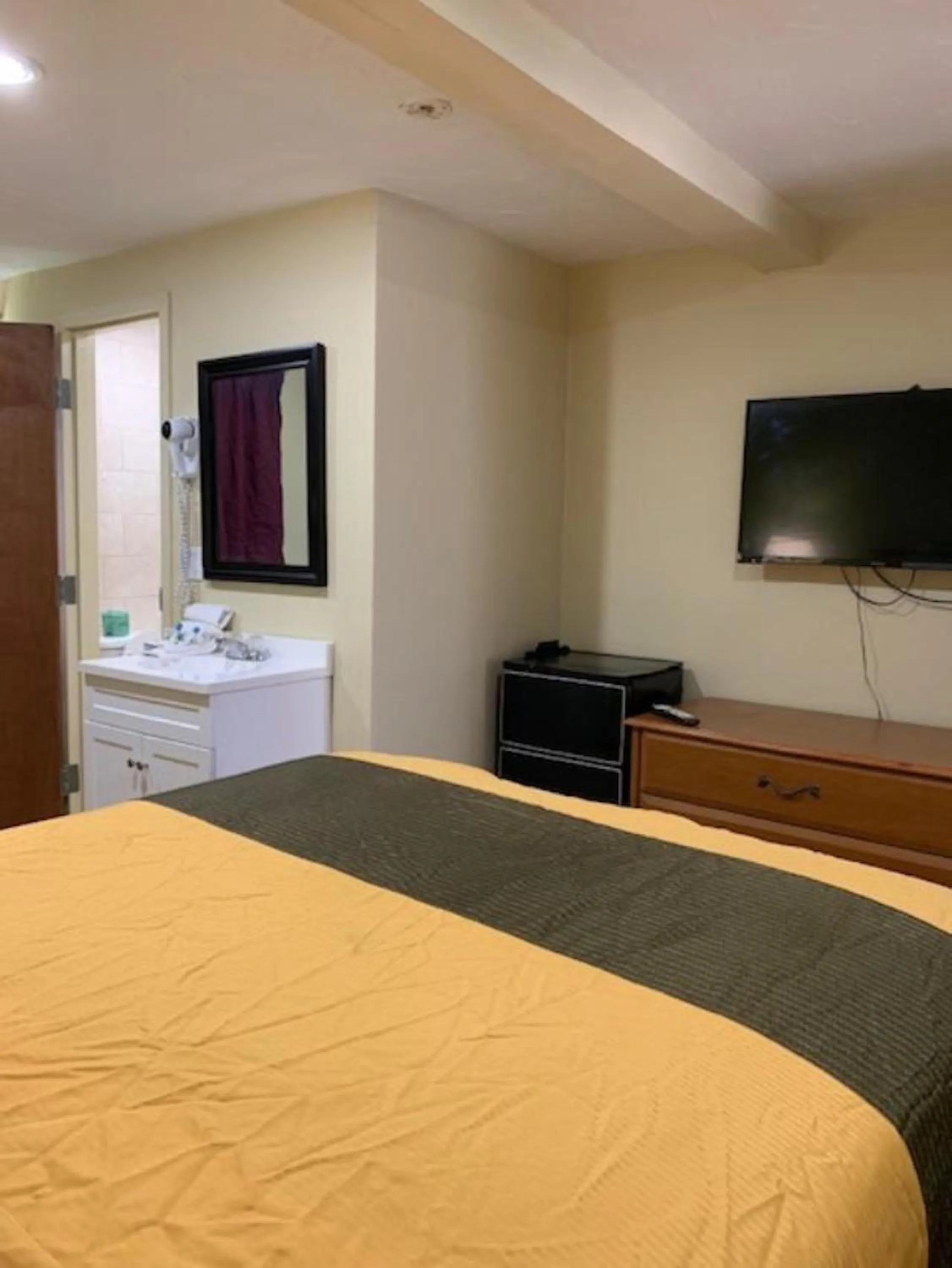 Bed, TV/Entertainment Center in Budget Inn Williamsville