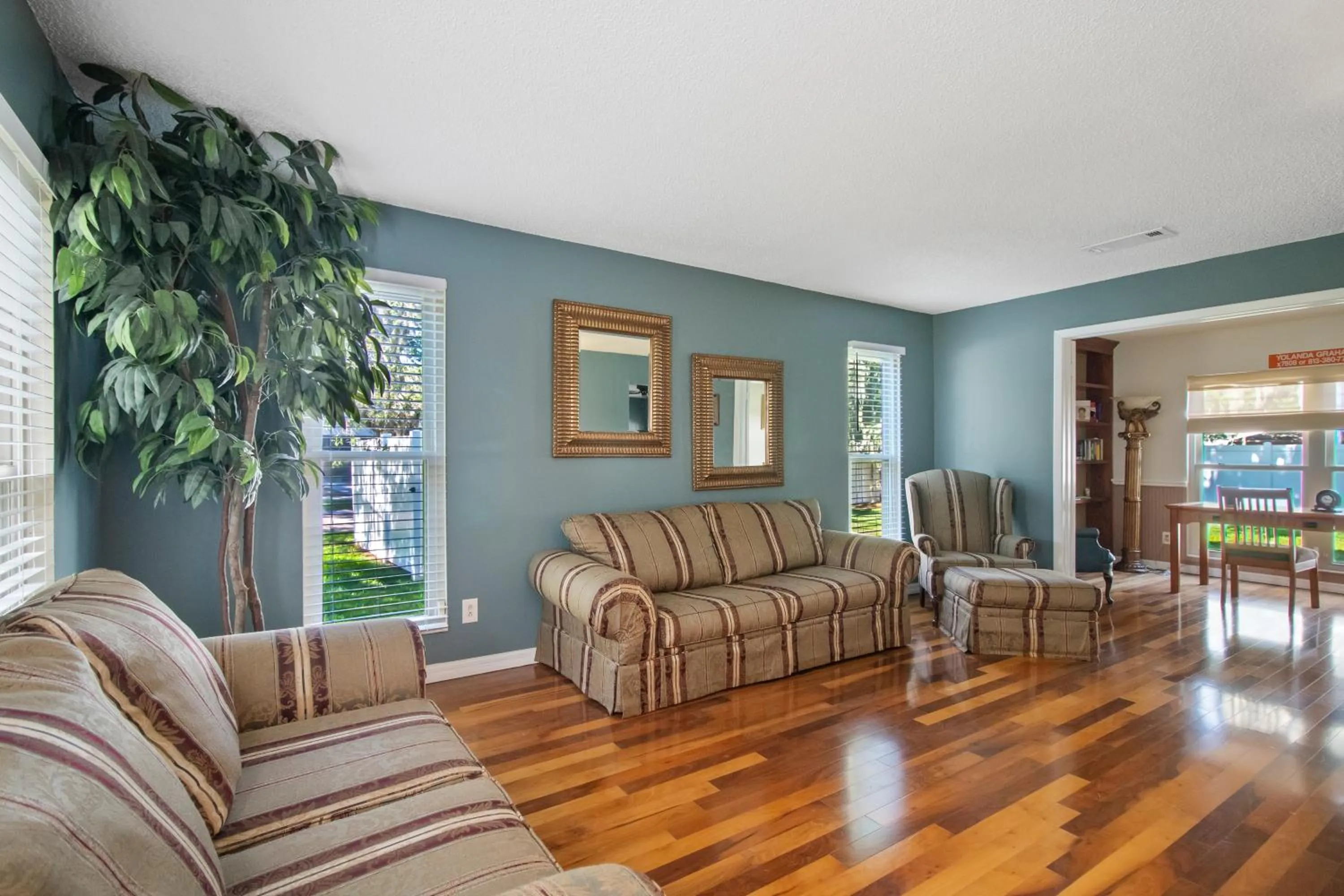 Living room in Tampa Bay Pool Home with Heated Pool