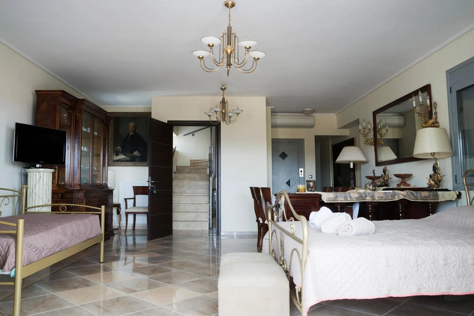 Photo of the whole room, Bed in Villa d'Irene-near athens airport , 200 meters from the beach davis