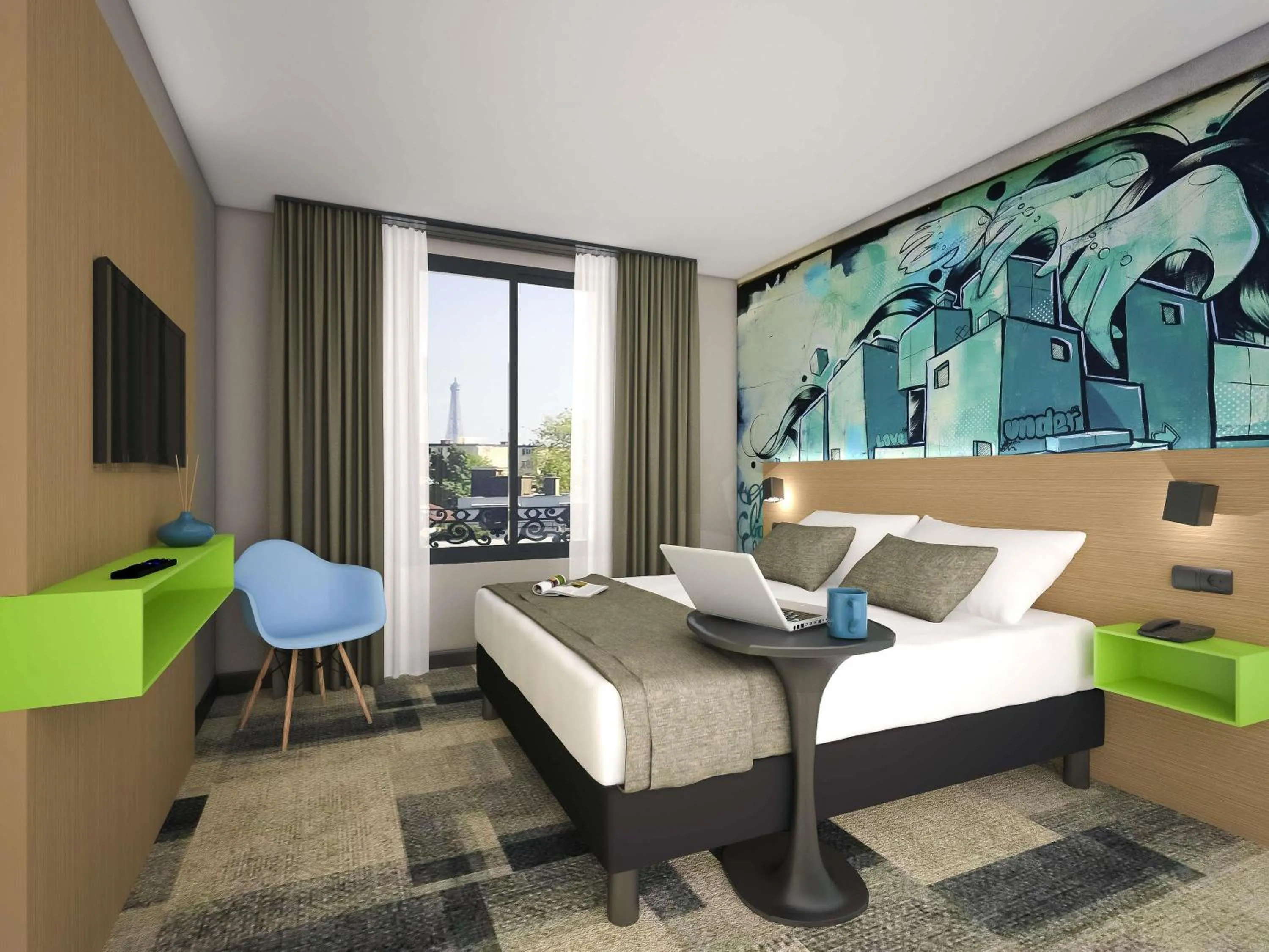 Bedroom in ibis Styles Clamart Gare Grand Paris