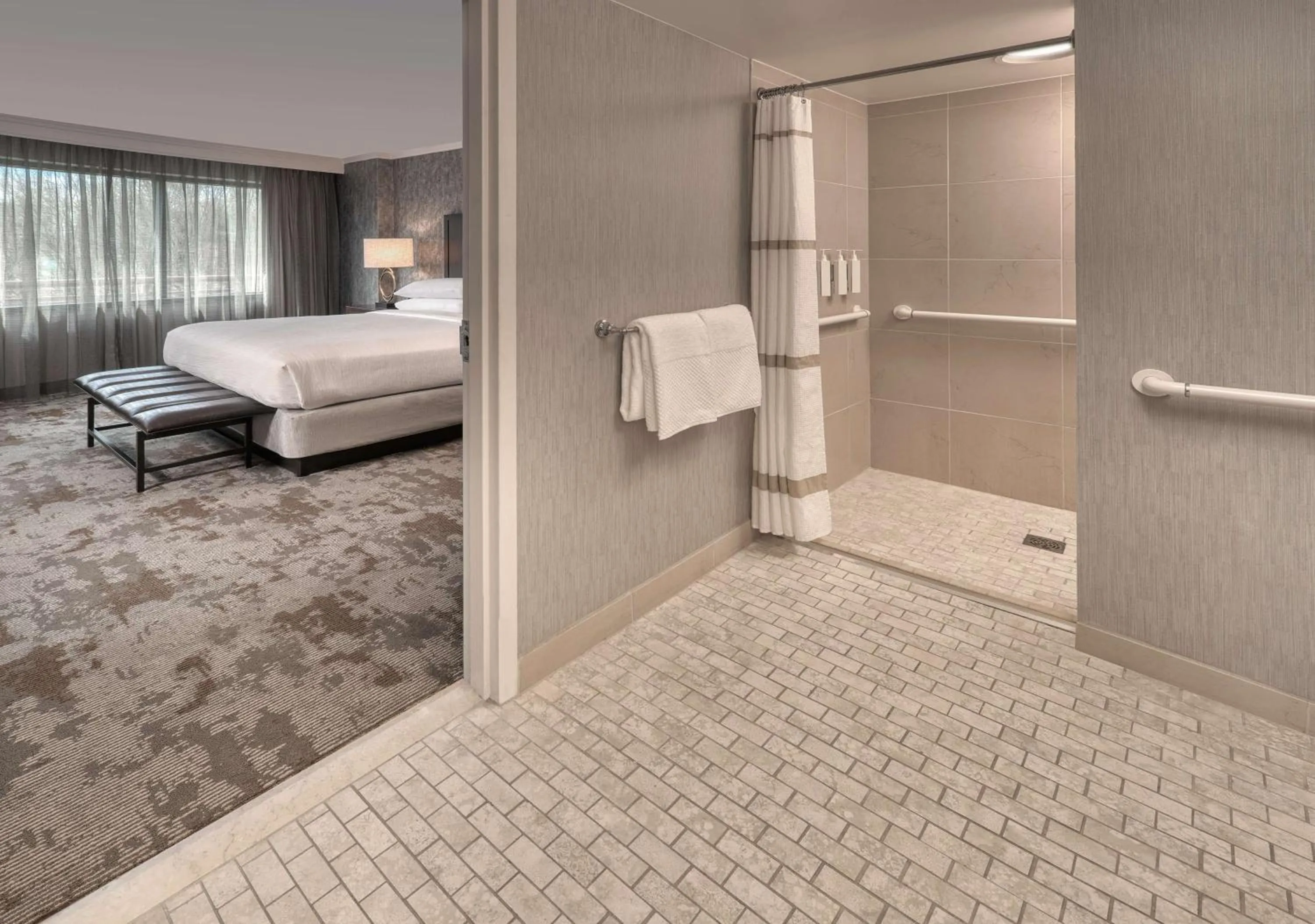 Bathroom, Bed in Embassy Suites by Hilton Bethesda Washington DC