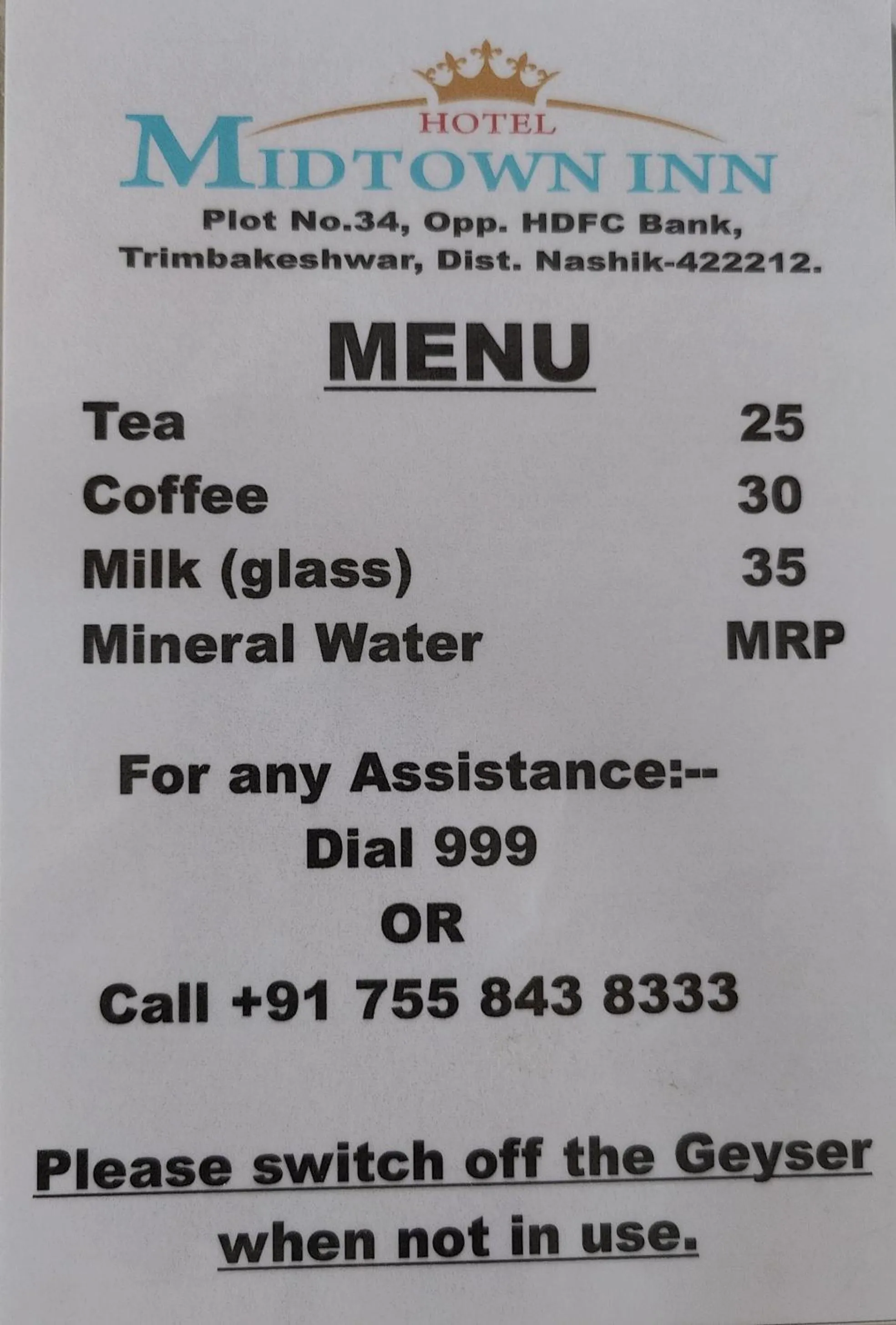 Food in Hotel Midtown Inn