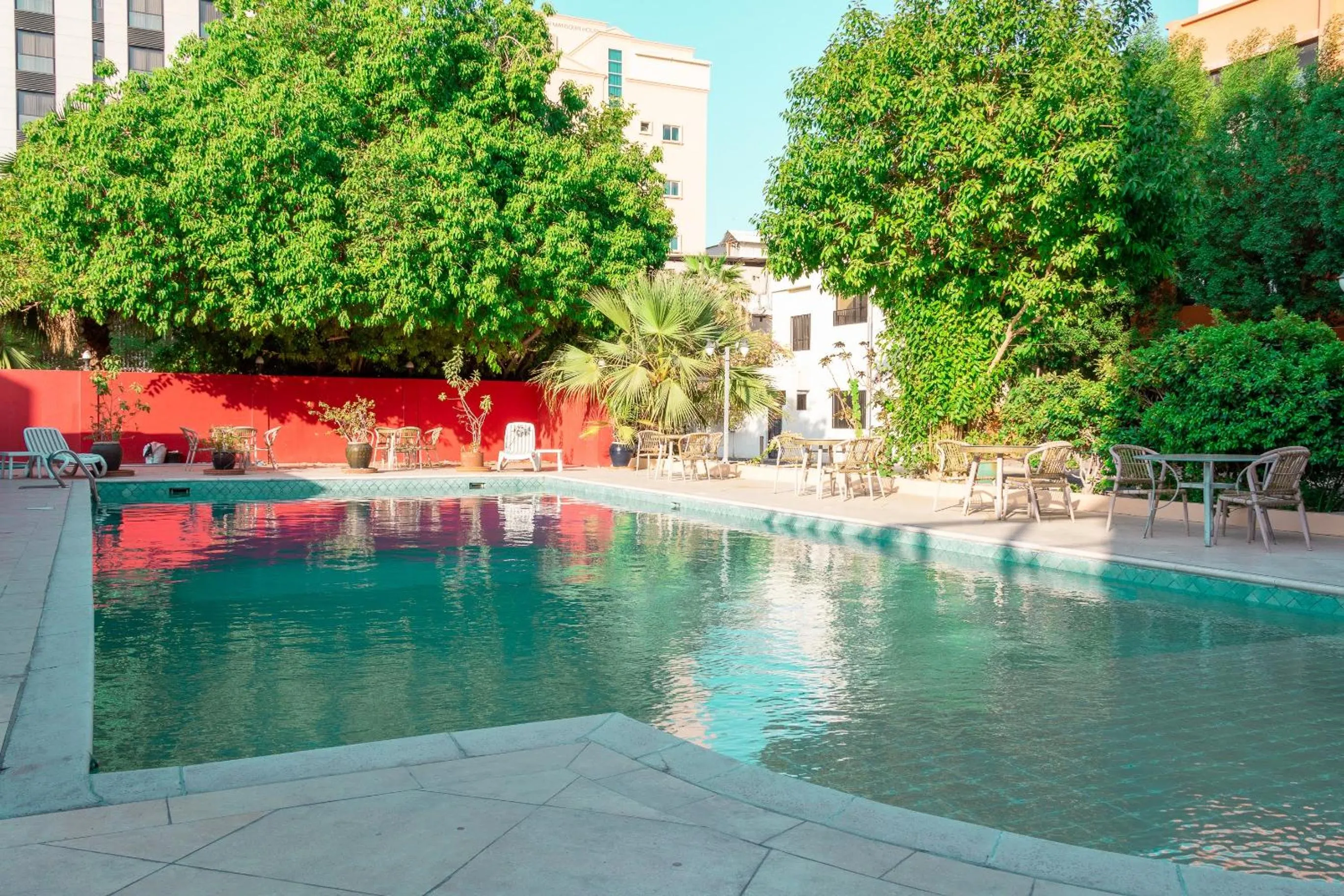 Pool view in Mansouri Mansions Hotel