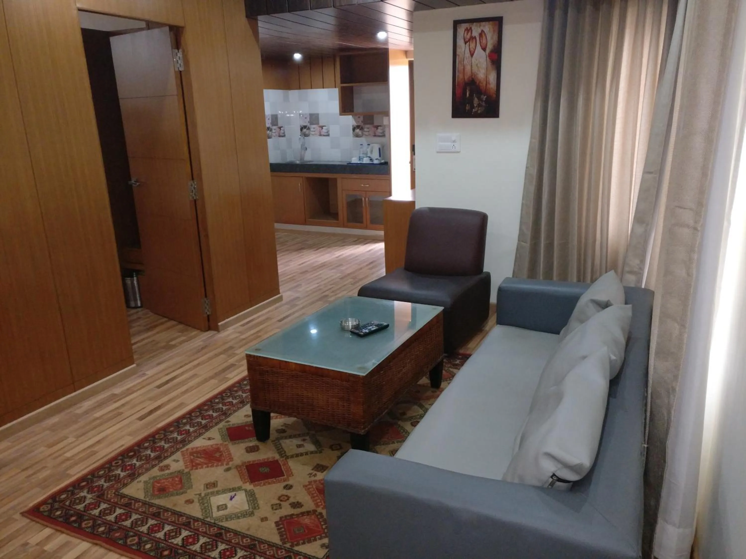 Seating area in Hotel Hampi International