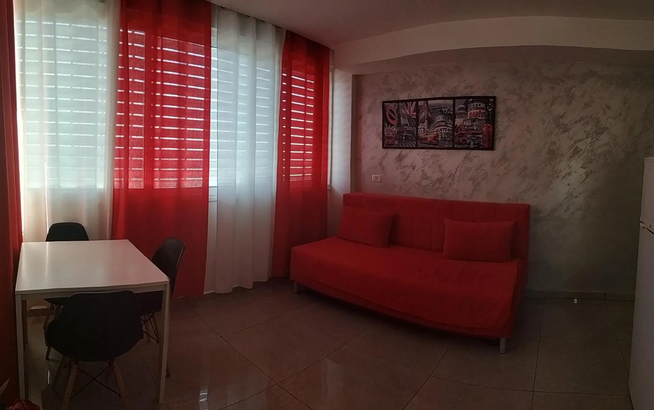 Seating area in 612 apartment on the beach