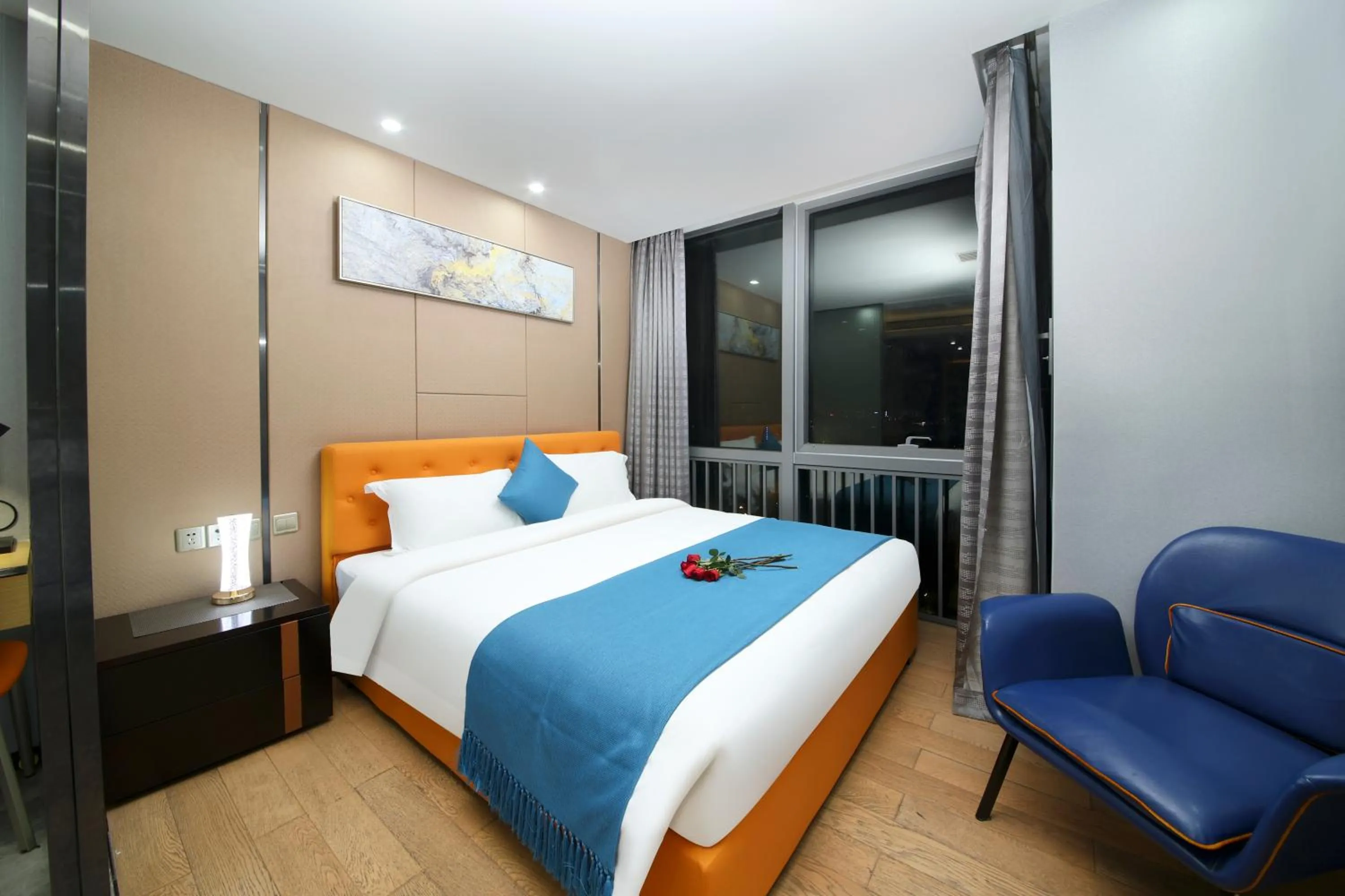 Bed in Boman Holiday Apartment Beijing Road Jie Deng Du Hui Branch