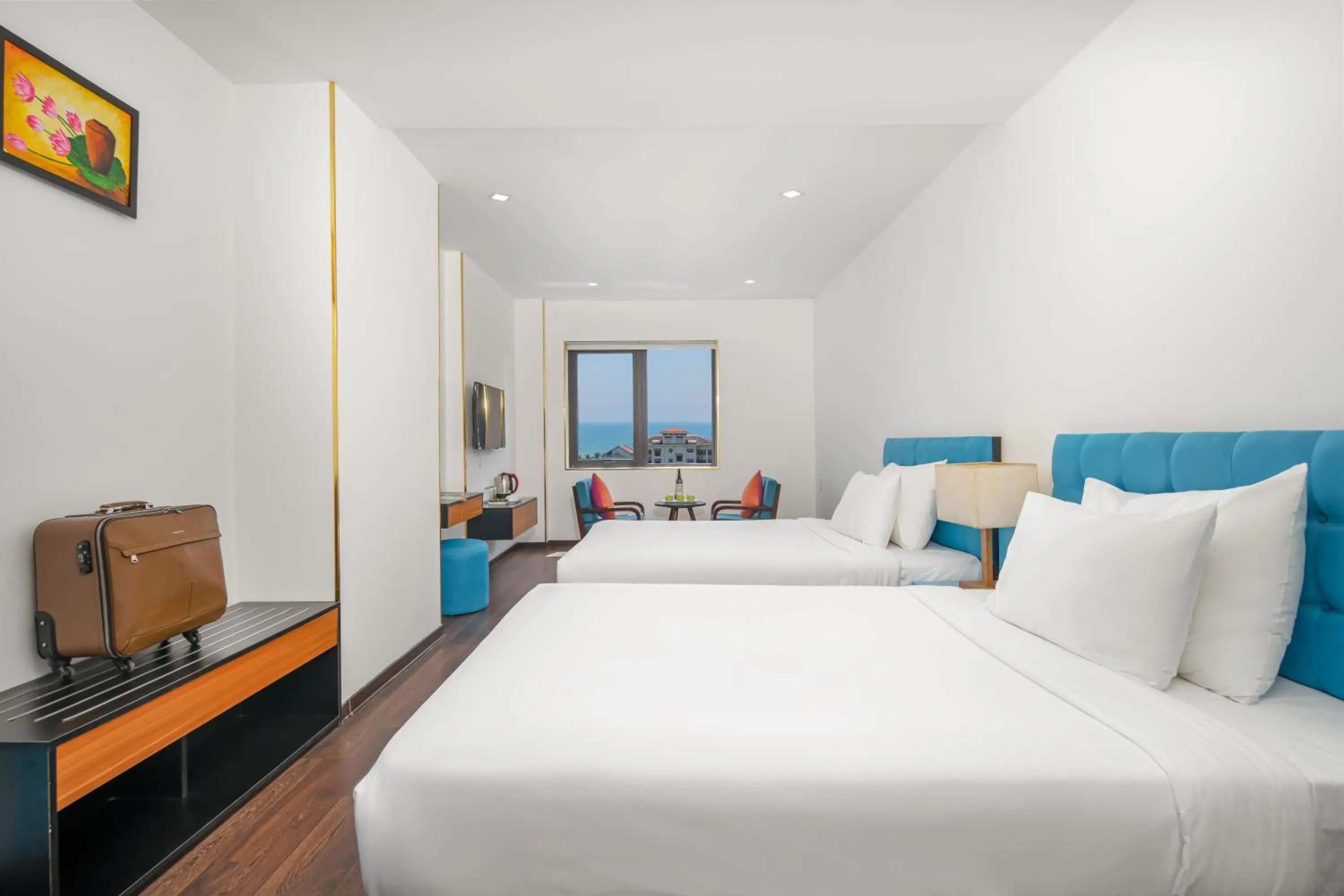 Bed in Platinum Danang Hotel