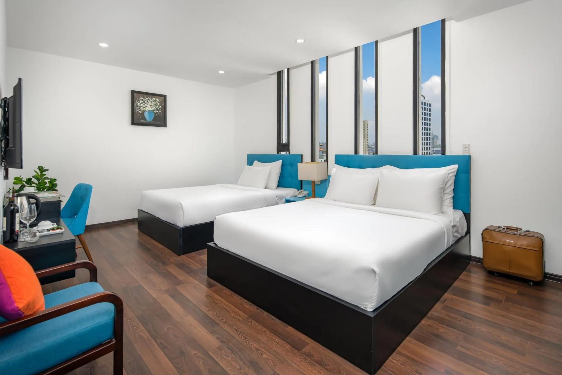 Bed in Platinum Danang Hotel