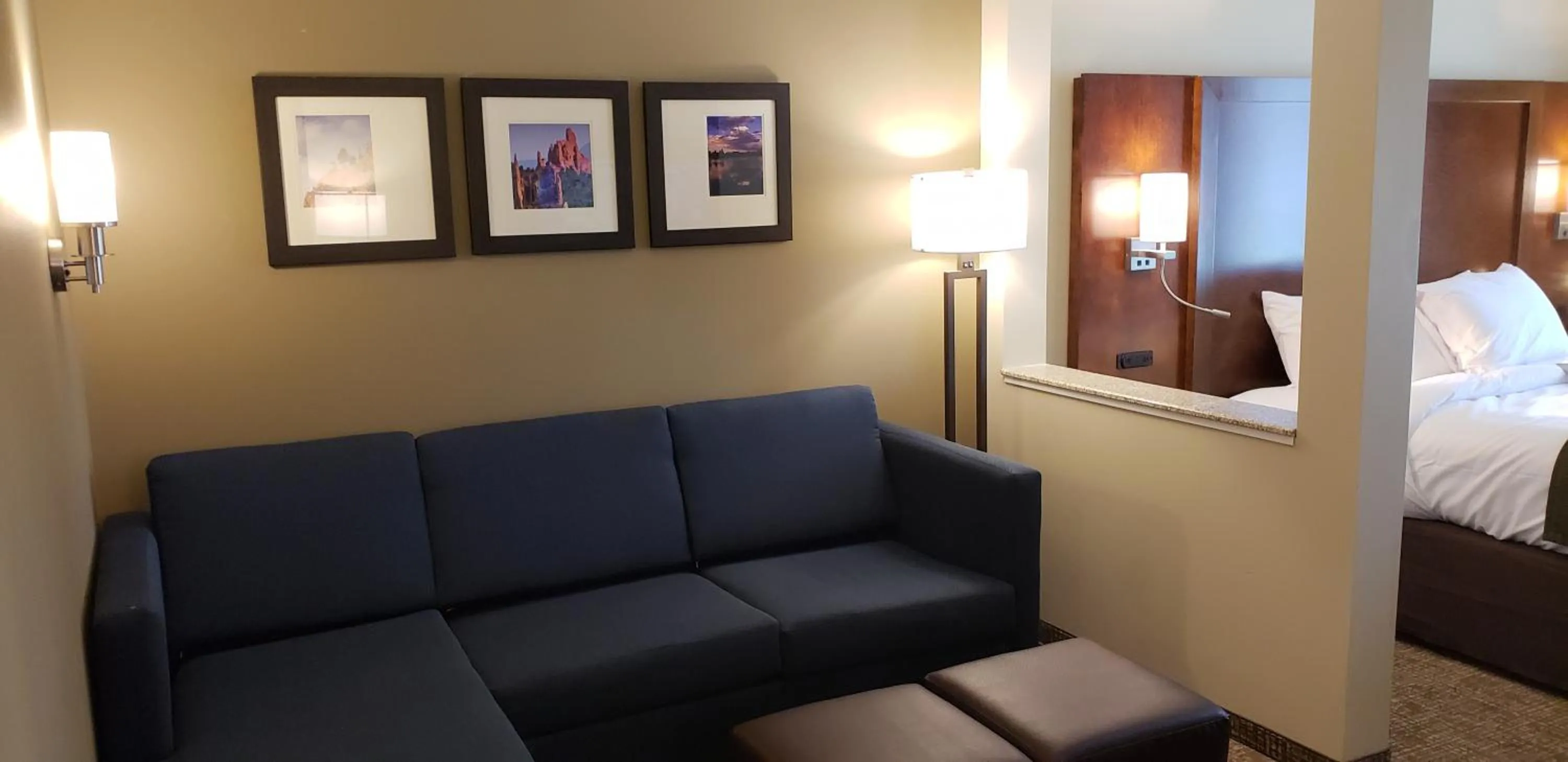 Living room, Bed in Comfort Suites Denver near Anschutz Medical Campus