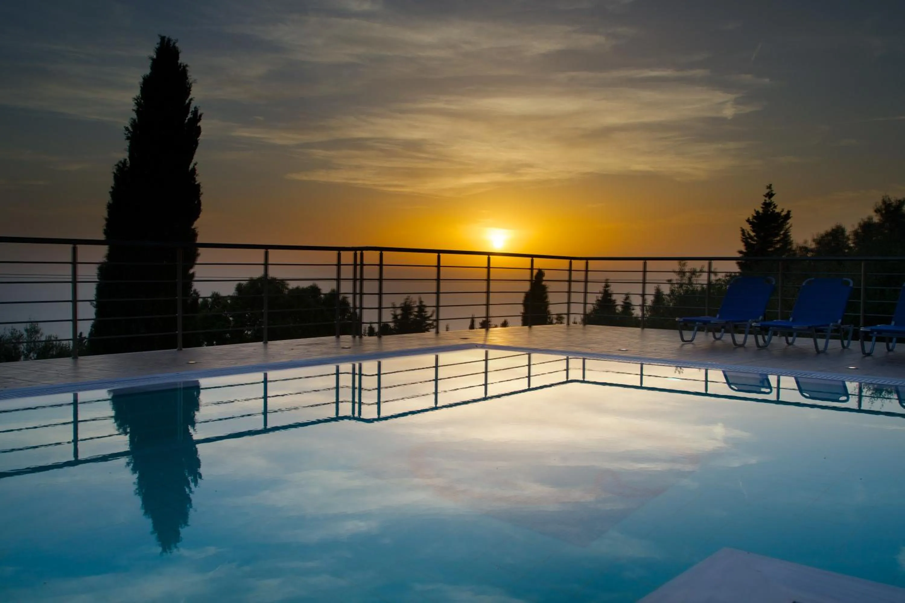 Swimming pool in Panoramic Sunset