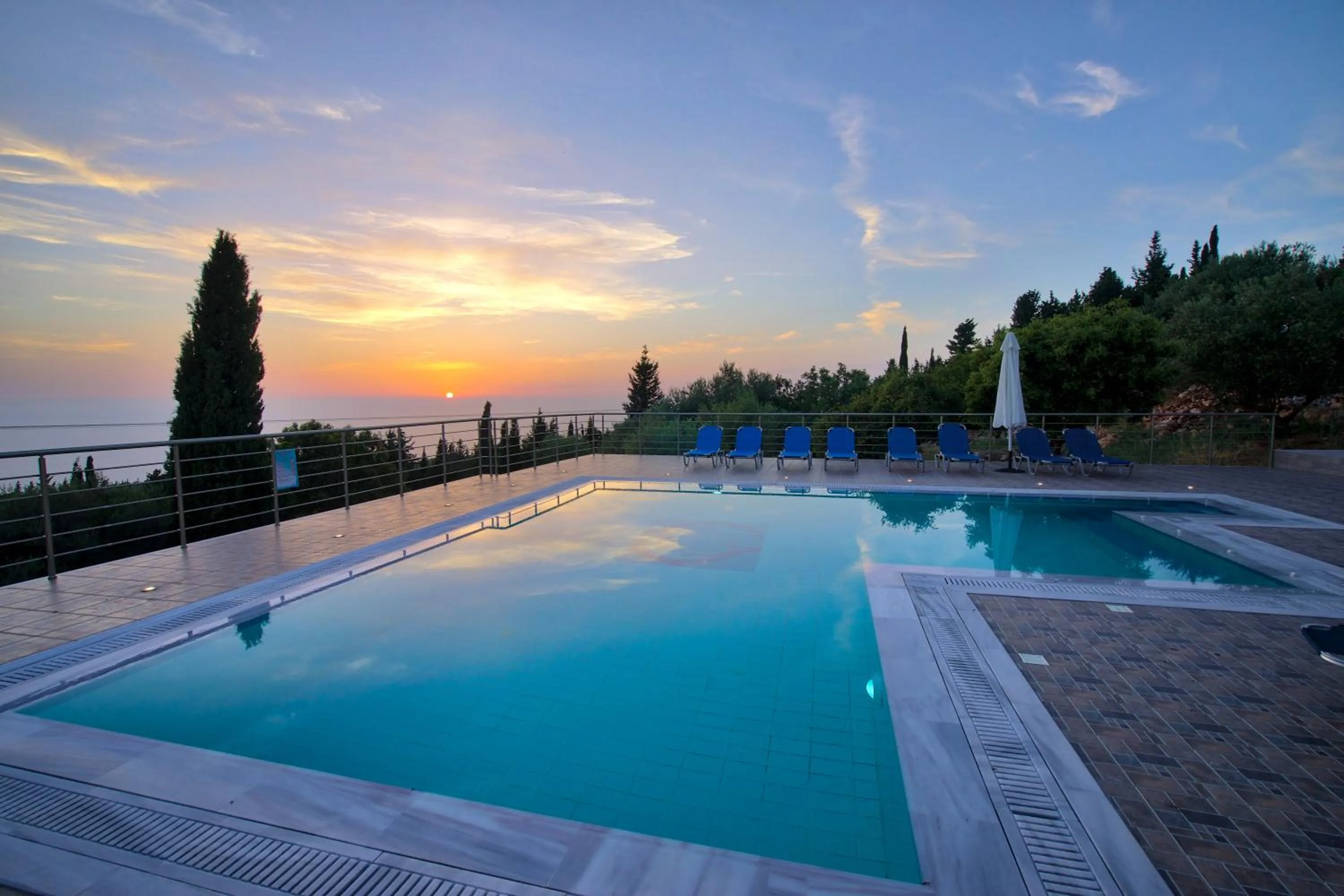 Swimming pool in Panoramic Sunset