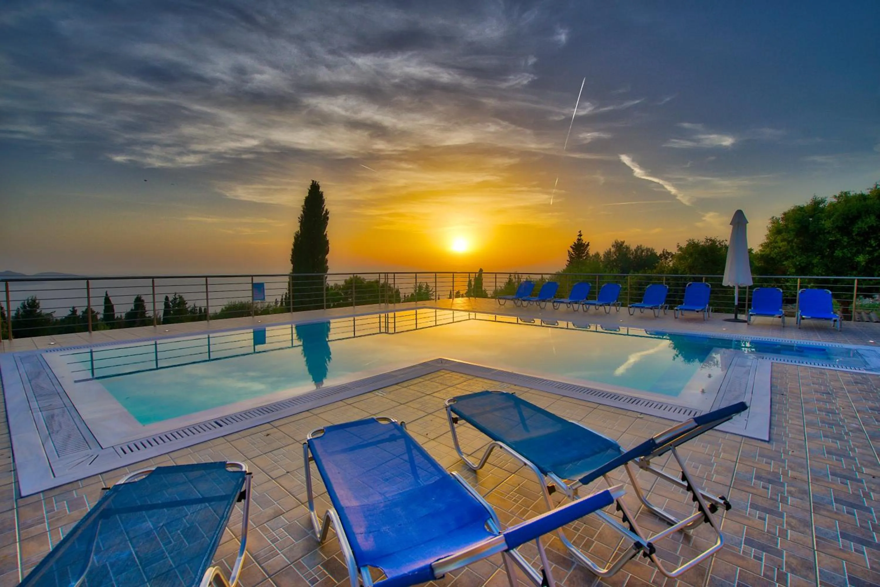 Swimming pool in Panoramic Sunset