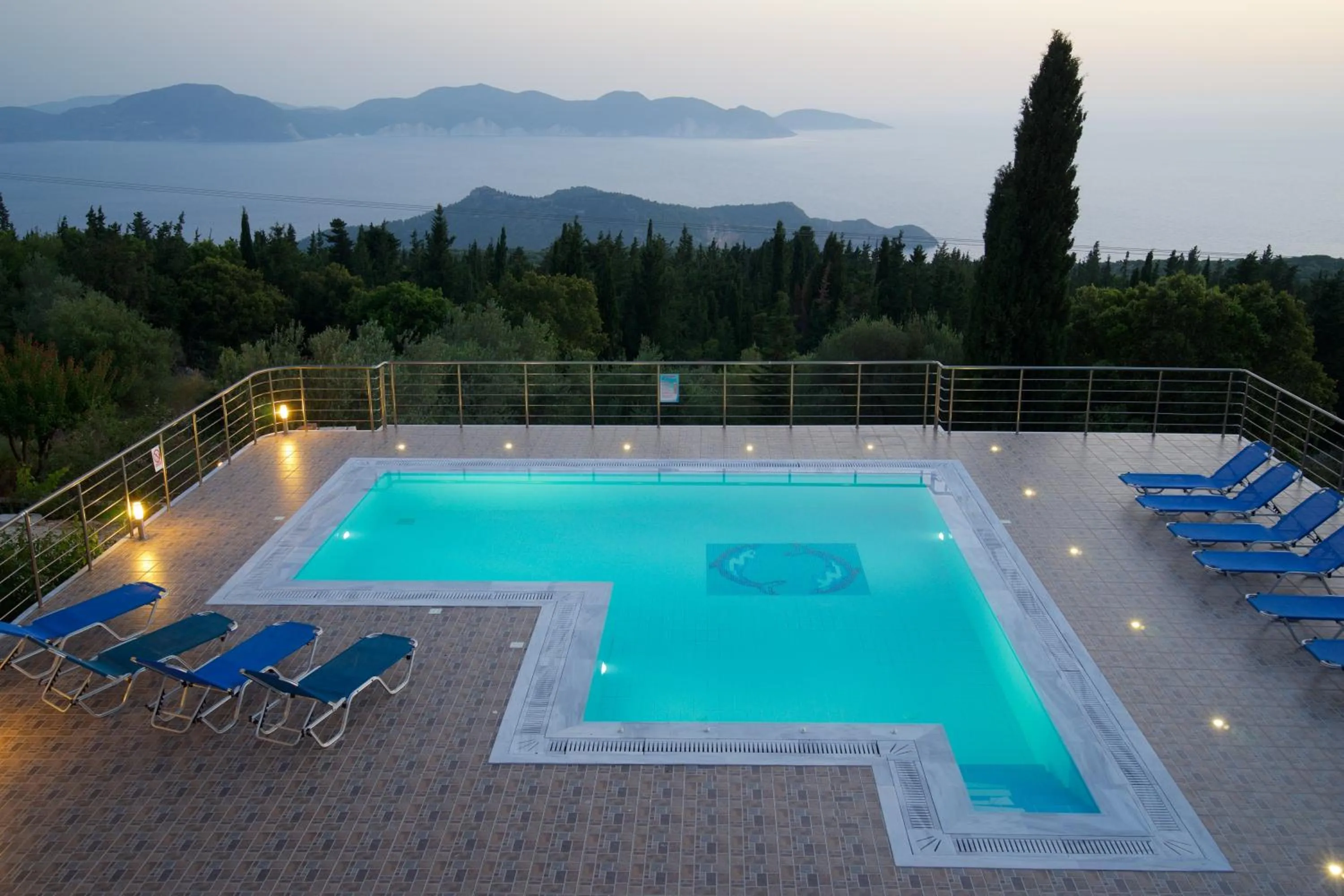Swimming pool in Panoramic Sunset