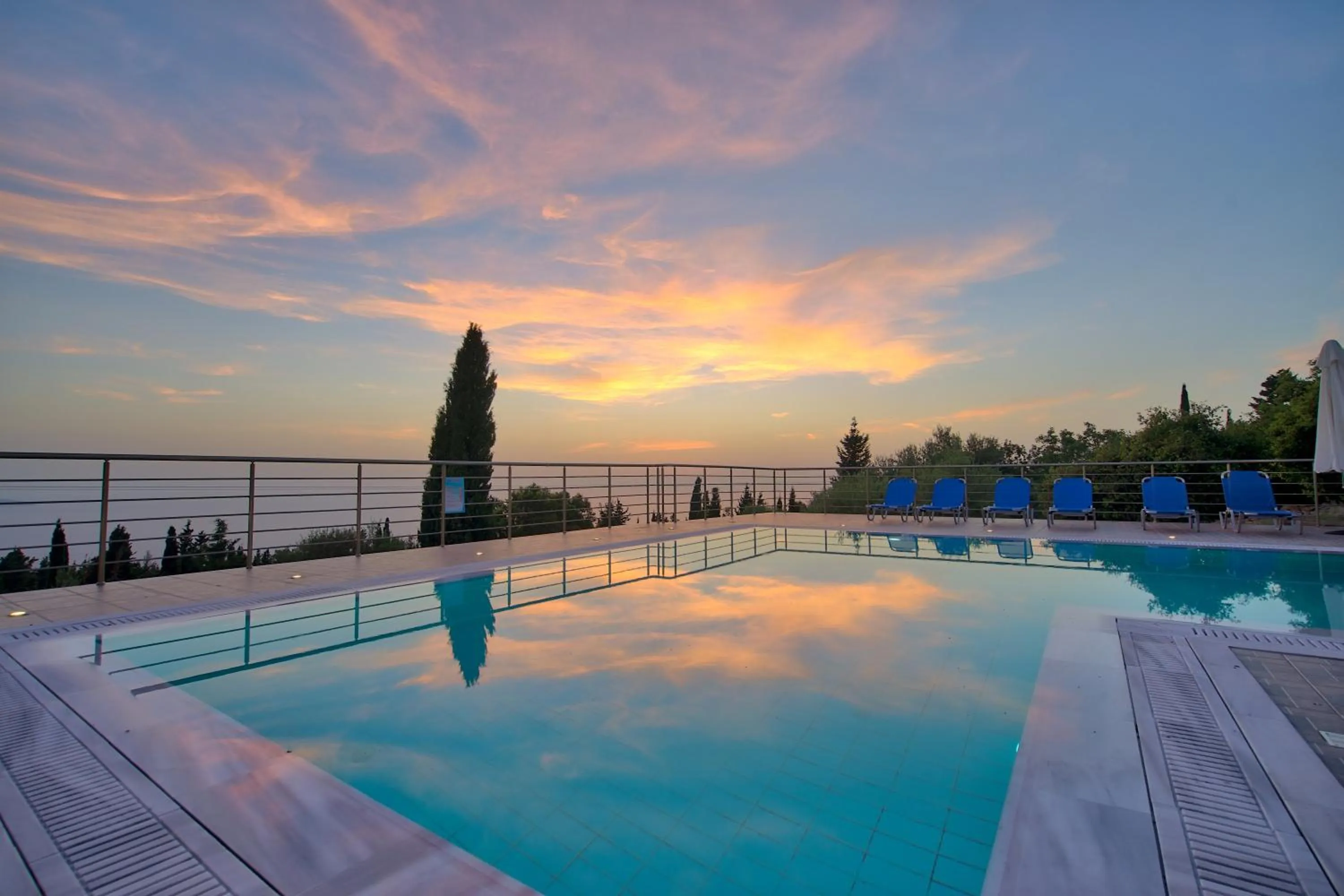 Swimming pool in Panoramic Sunset