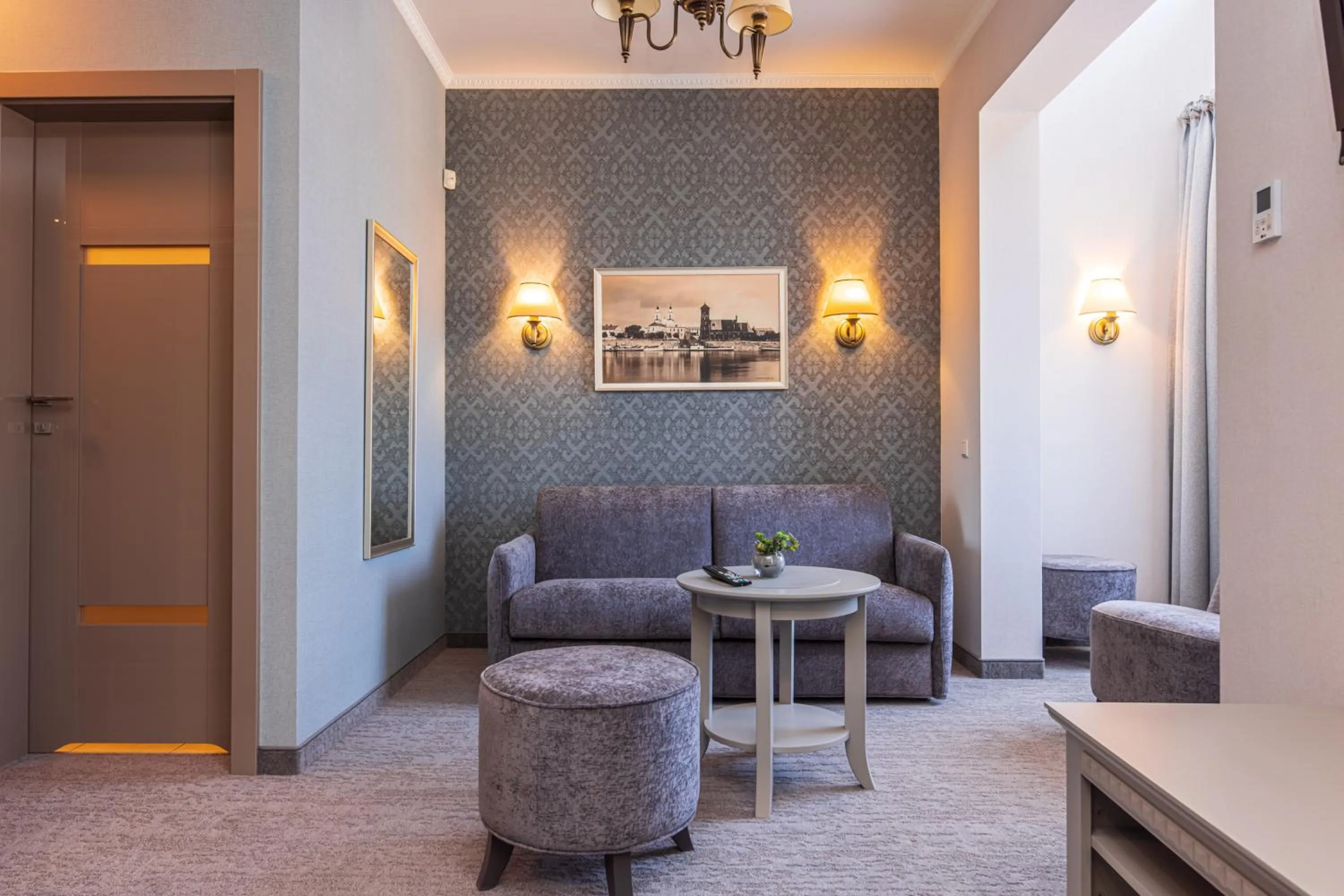 Seating area in Senoji Hansa Hotel