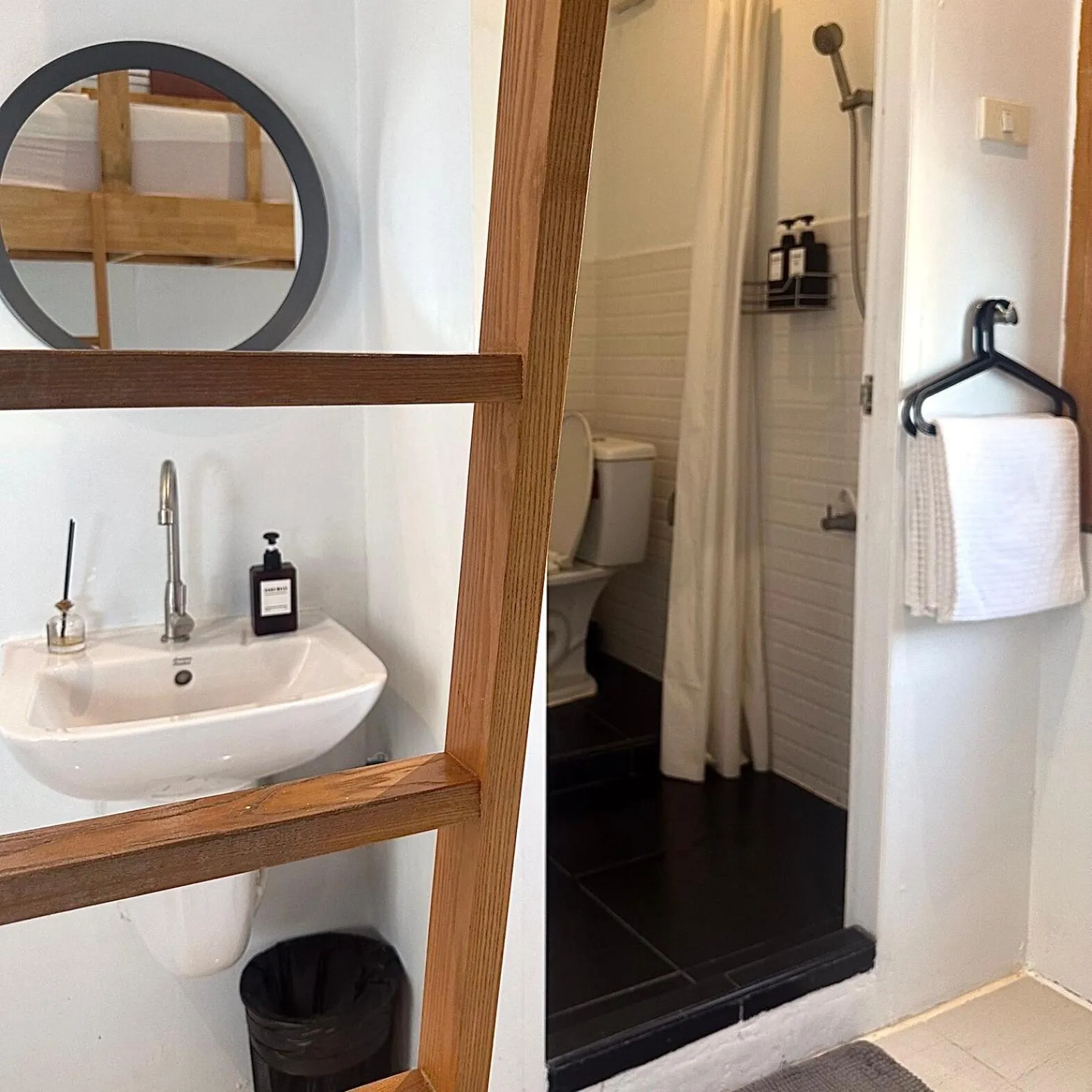 Shower in Beige Poshtels + Netflix