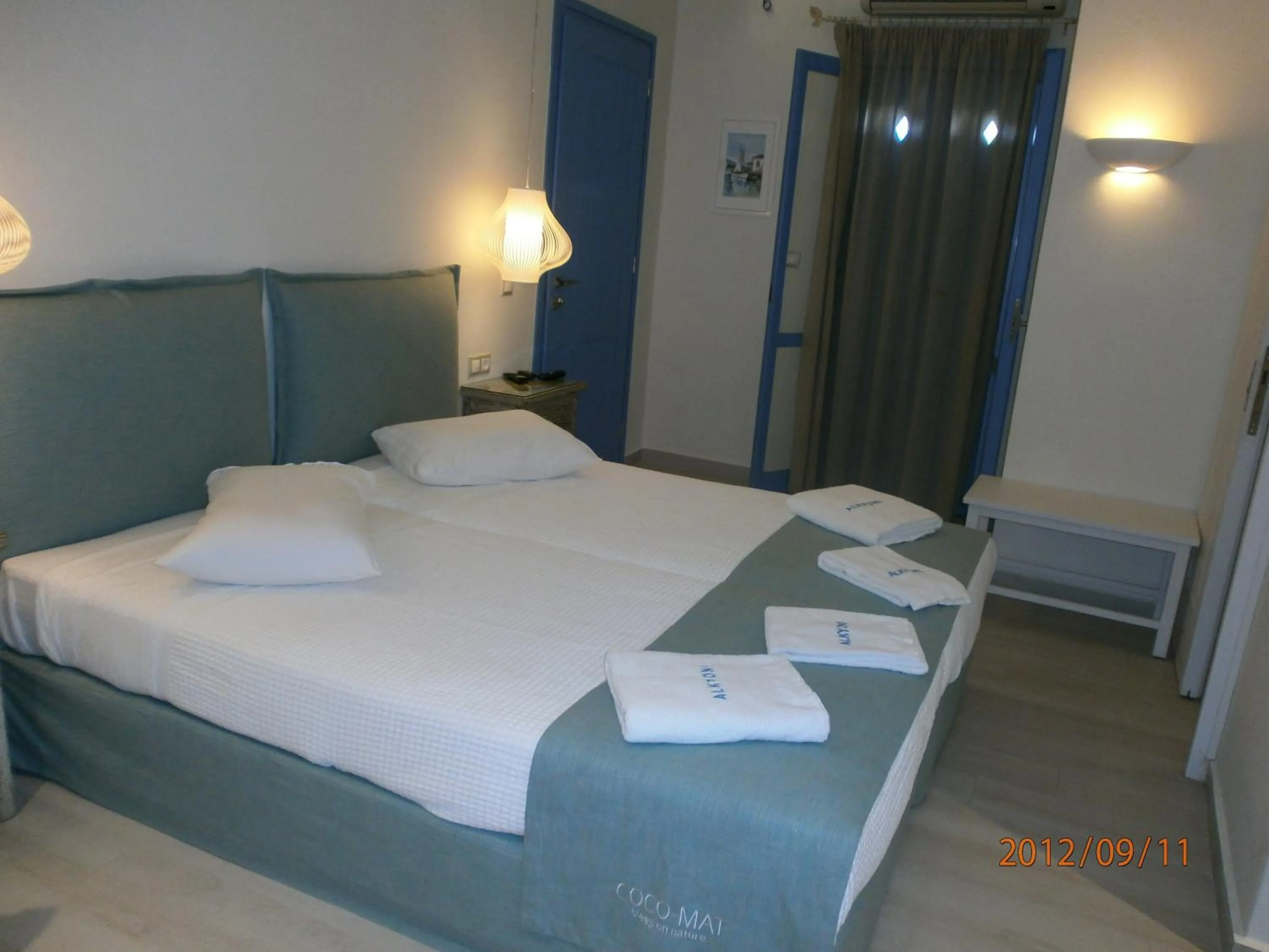 Bed in Alkyoni Beach Hotel
