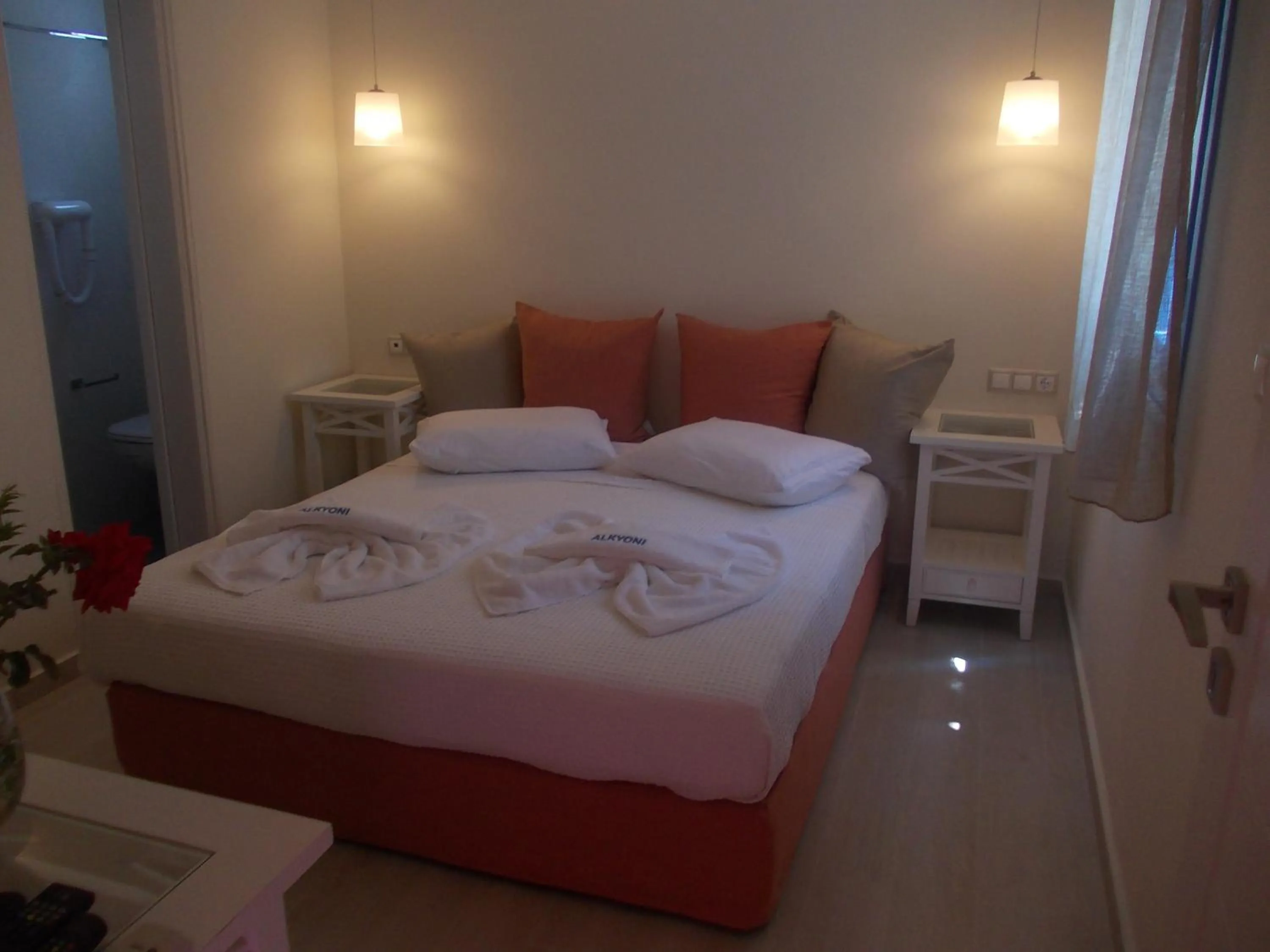 Bed in Alkyoni Beach Hotel