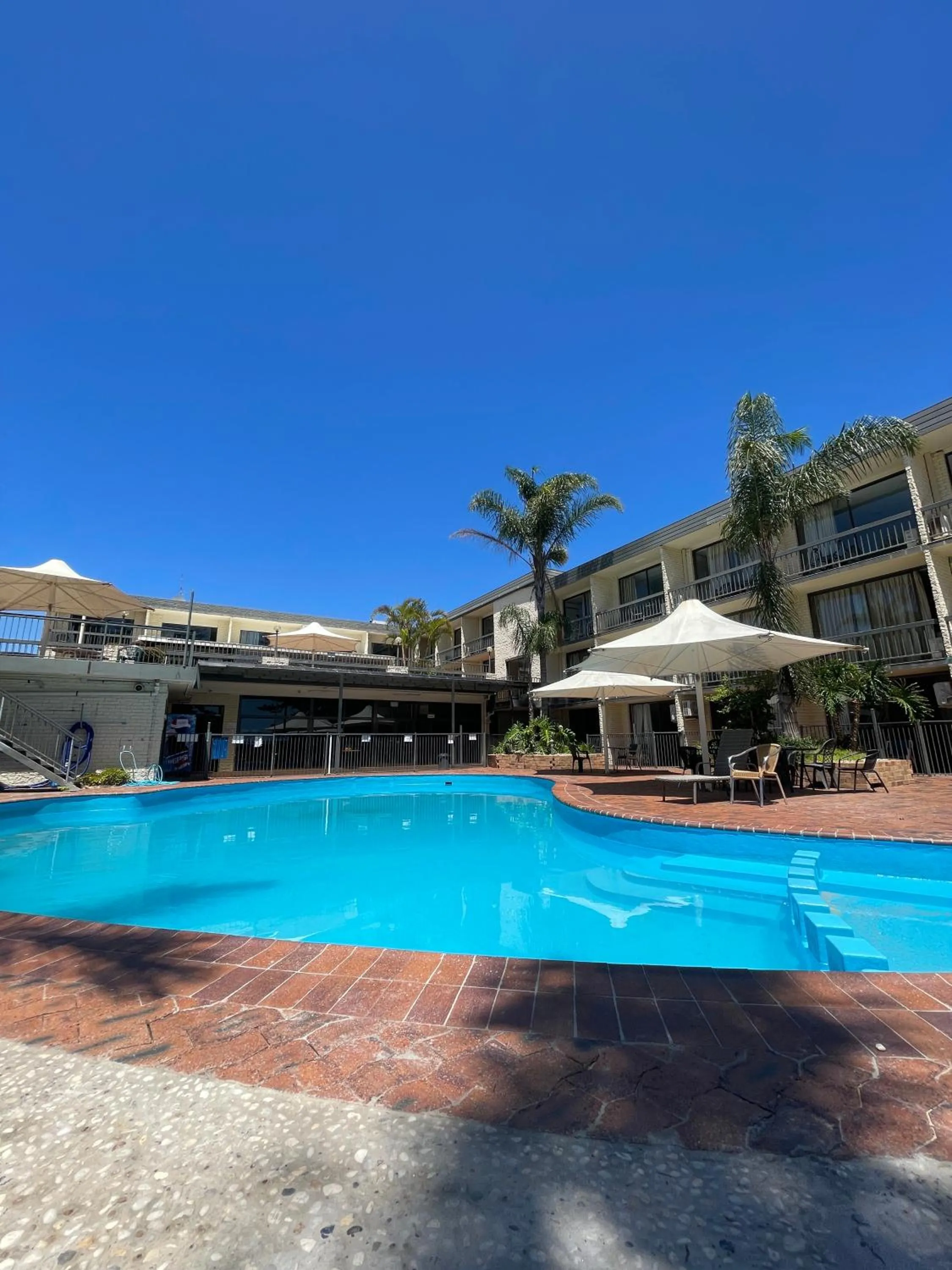 Pool view in El Lago Waters Hotel
