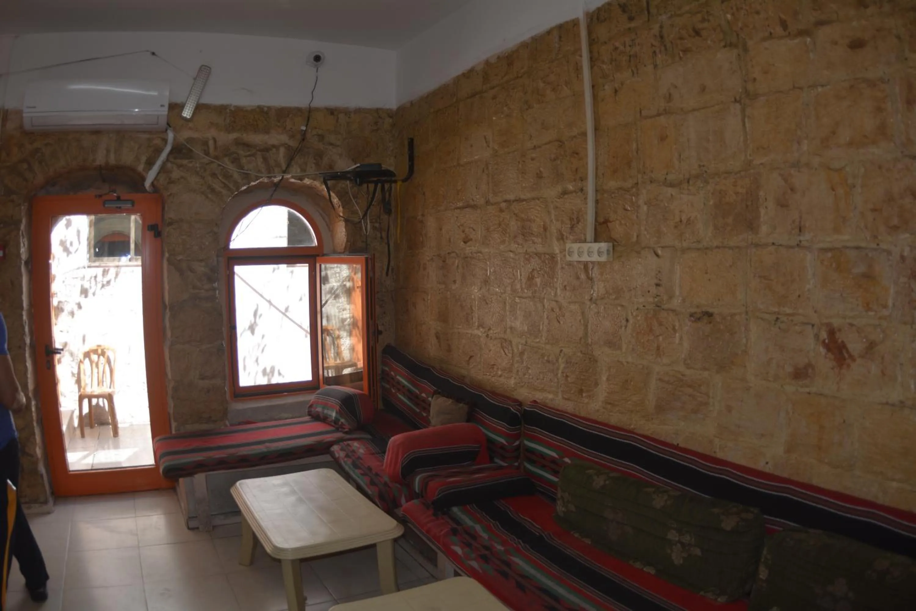 Seating area in Palm Hostel