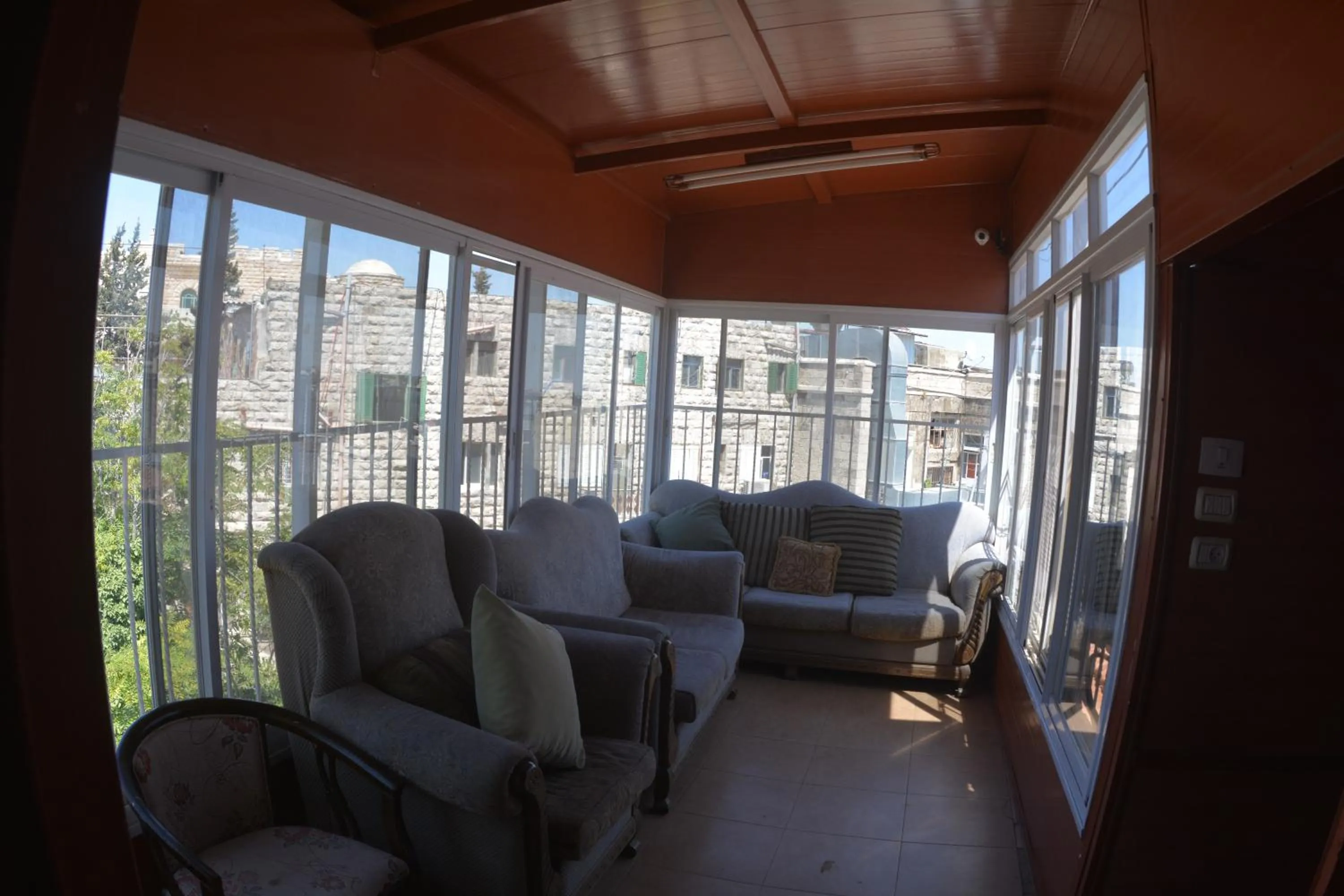 Seating area in Palm Hostel