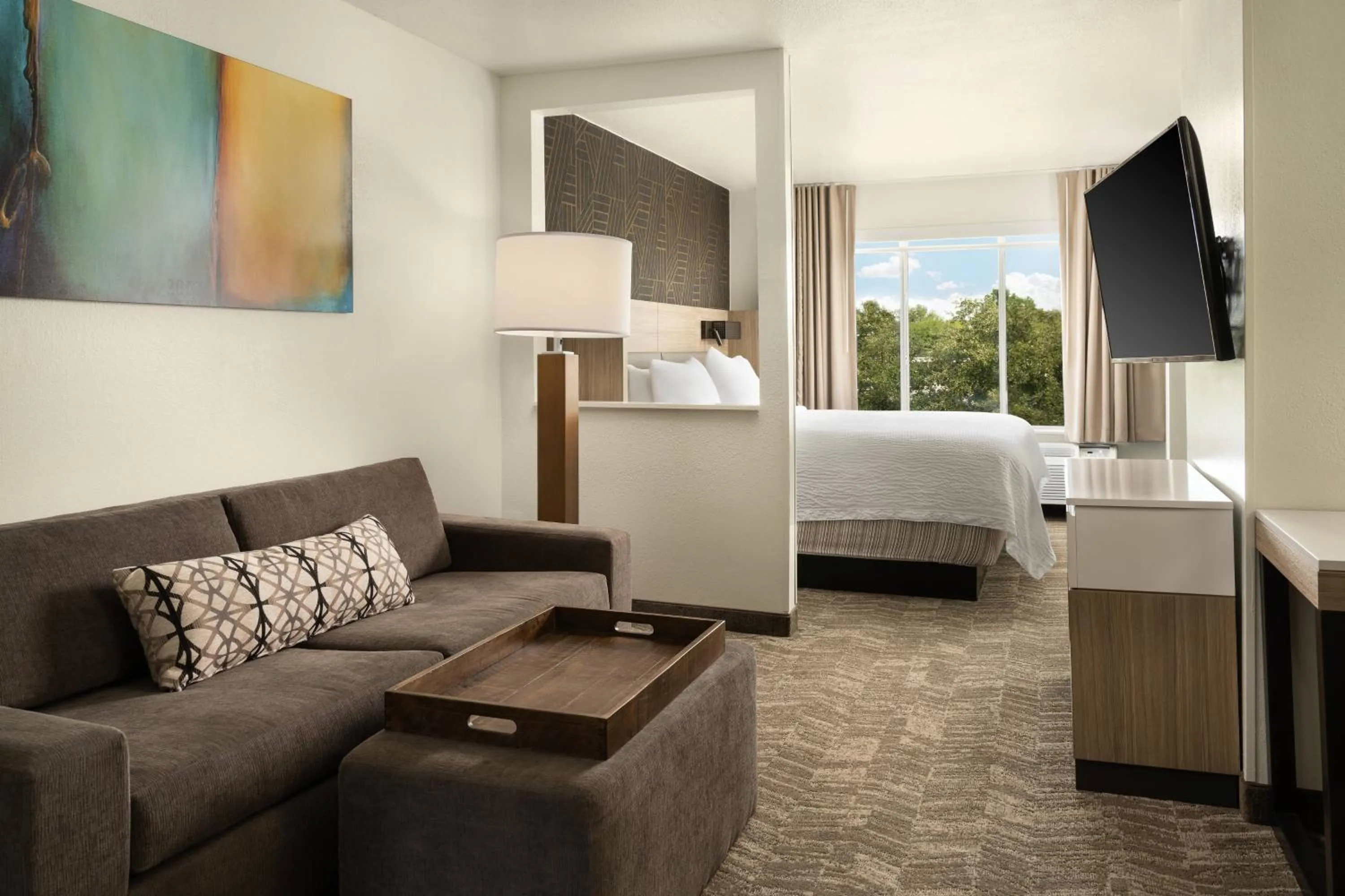Living room, Bed in SpringHill Suites Dallas Arlington North