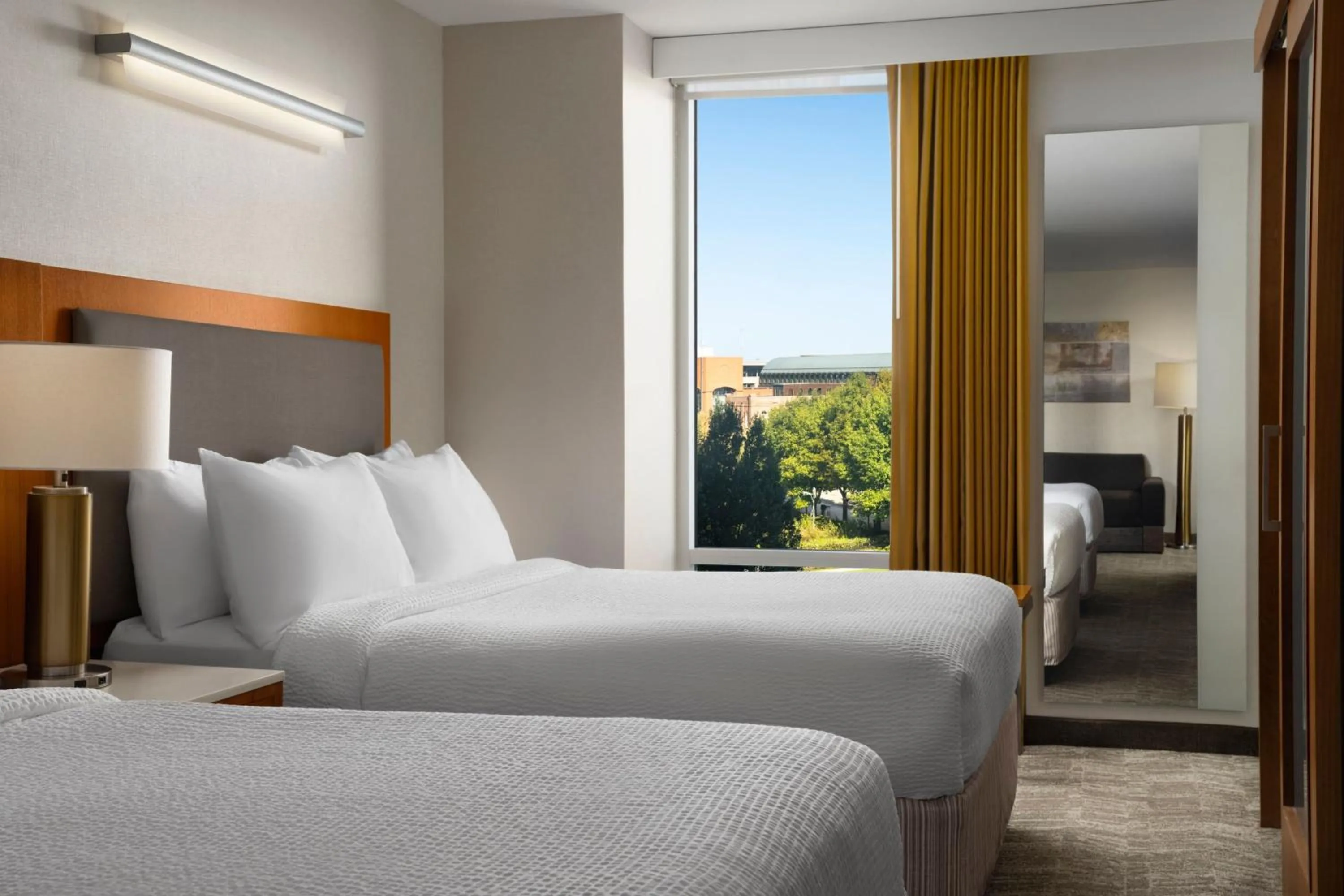 Photo of the whole room, Bed in SpringHill Suites Indianapolis Downtown